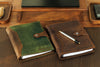 Dark brown Mureli notebook with personalized monogram on cover