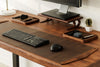 Wooden and leather desk organizer with natural light