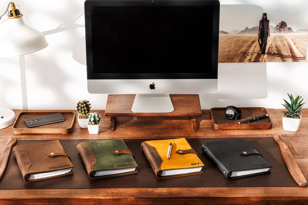 Honey & Dark Brown Leather Notebook by Mureli – Warmth in Every Detail