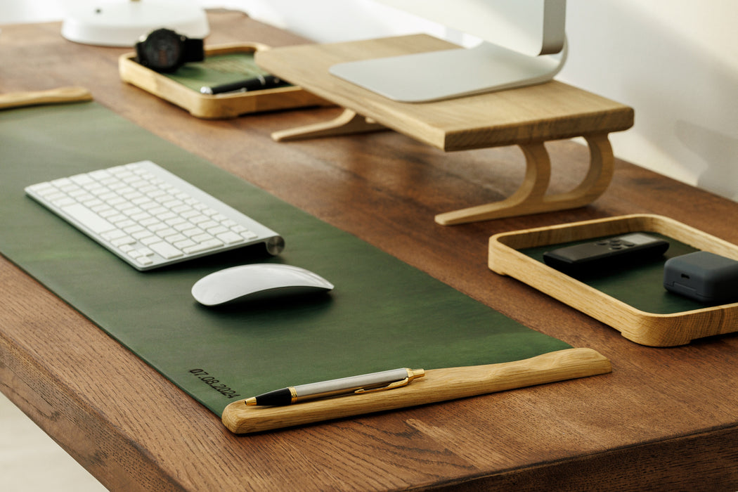 Luxurious gift tray on a wooden executive desk