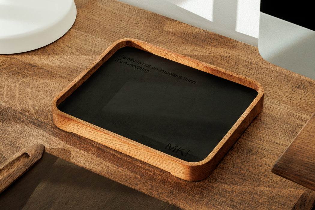 Rich grain detail of natural wood organizer