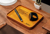 Dark walnut tray on elegant office desk