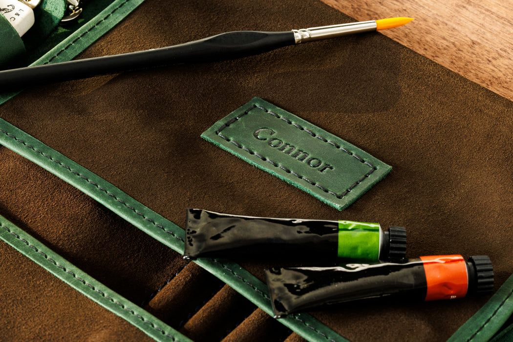 Handmade leather art roll | Green brown | Inspired by Artemis