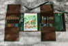 Artemis energy green and brown leather sketch organizer