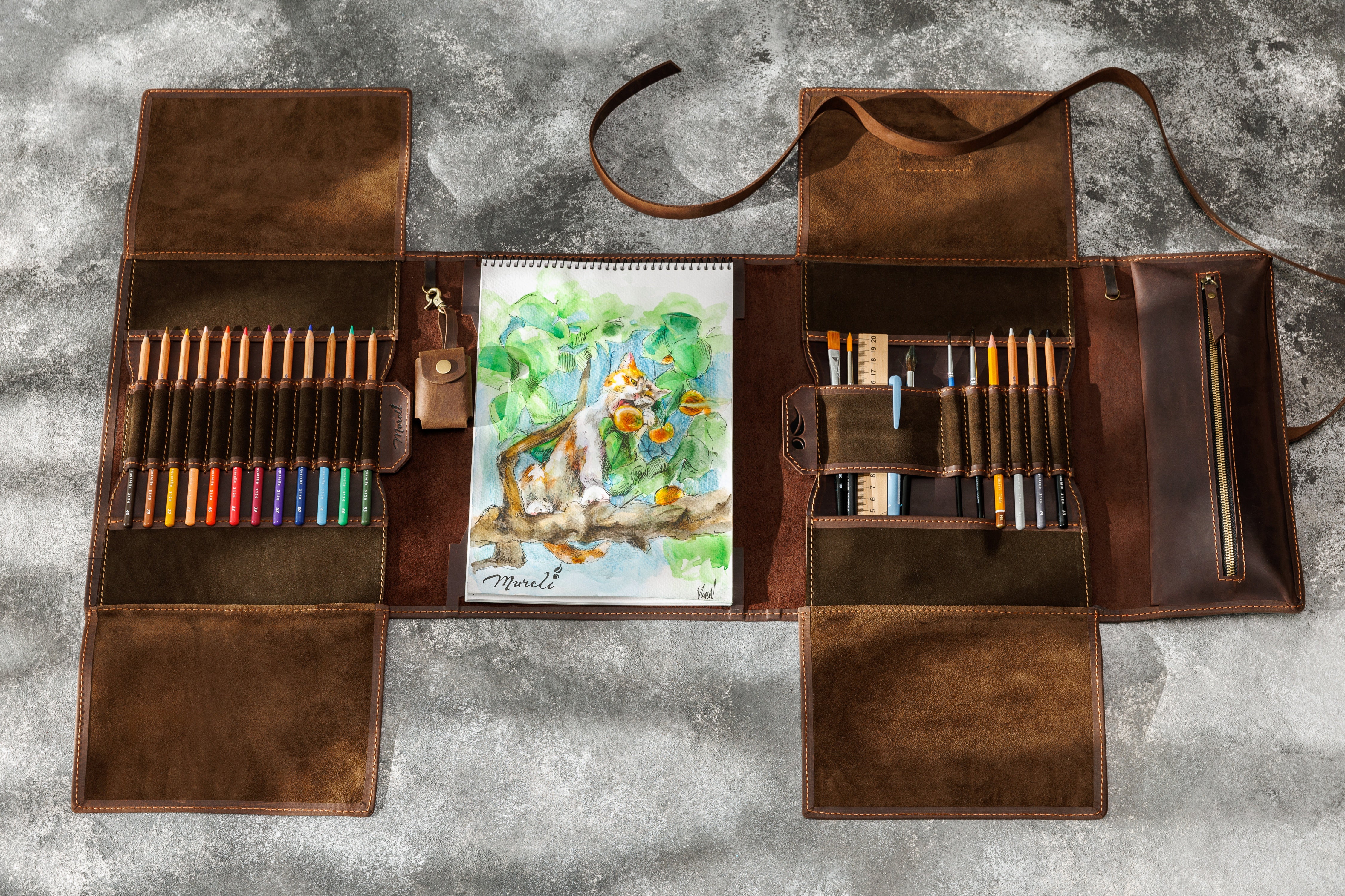 Handmade chocolate leather artist roll | Inspired by Artemis