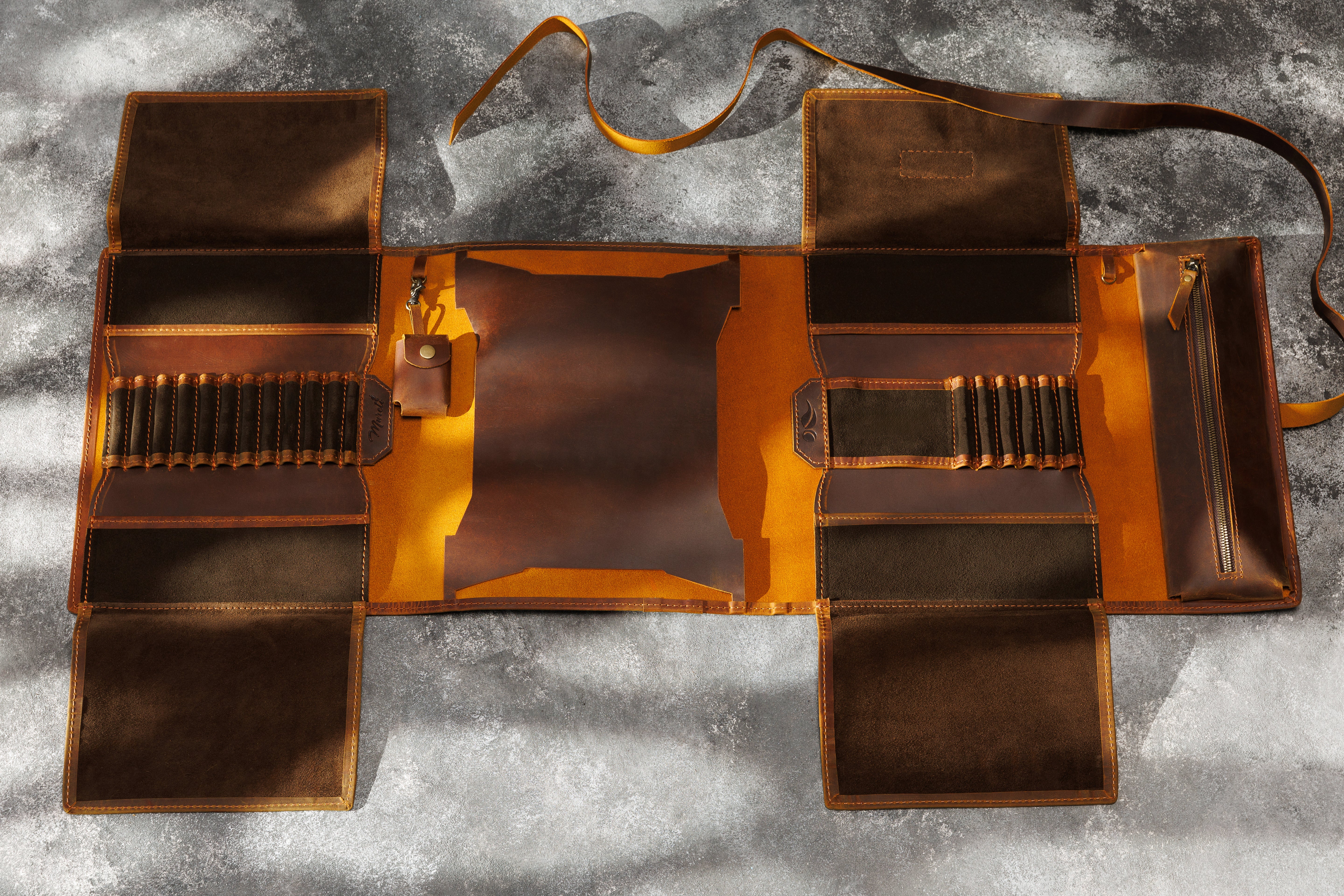 Premium whiskey color leather art organizer