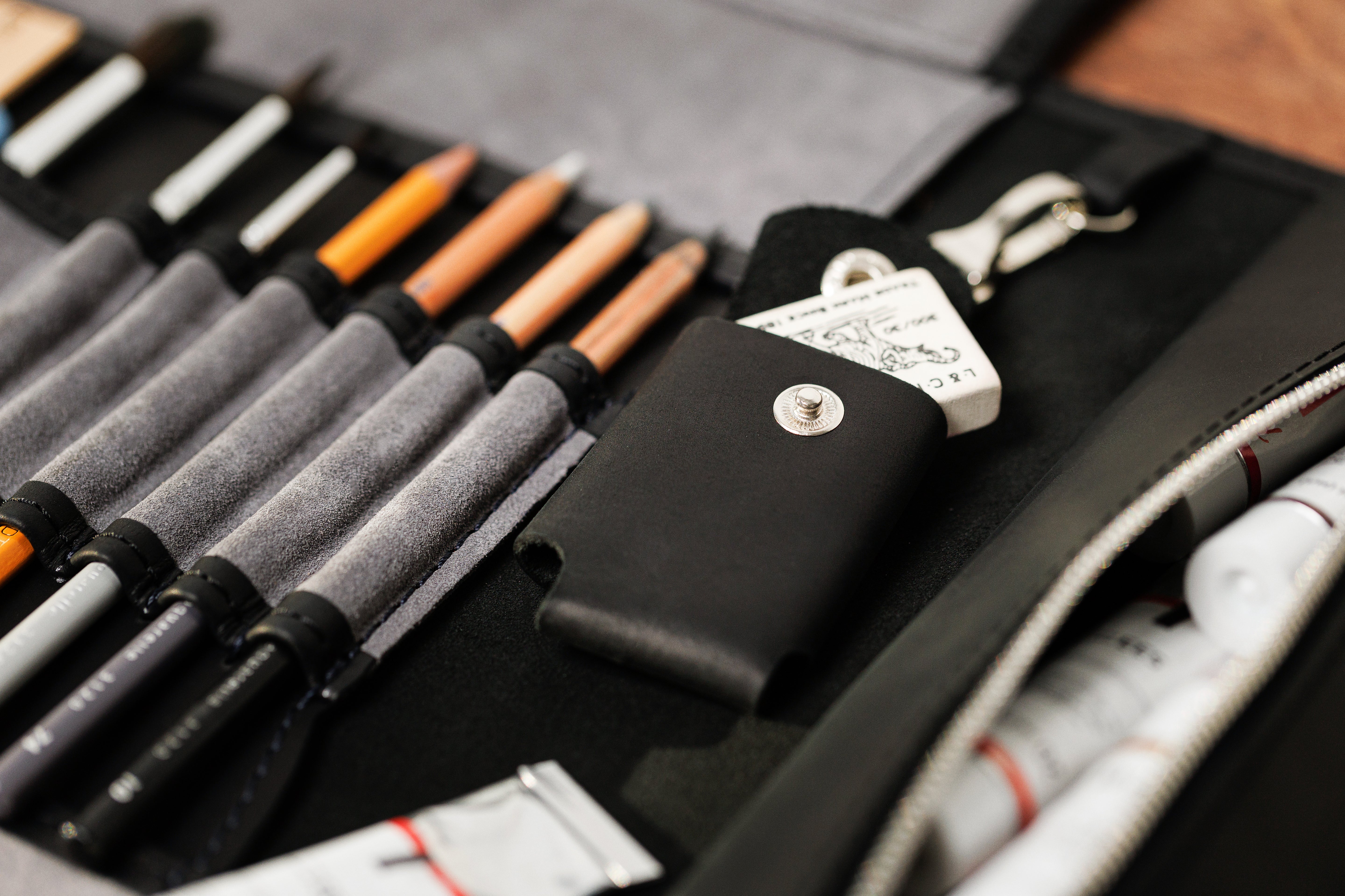 Power and Elegance of Artemis | Black & Gray Leather Organizer by Mureli