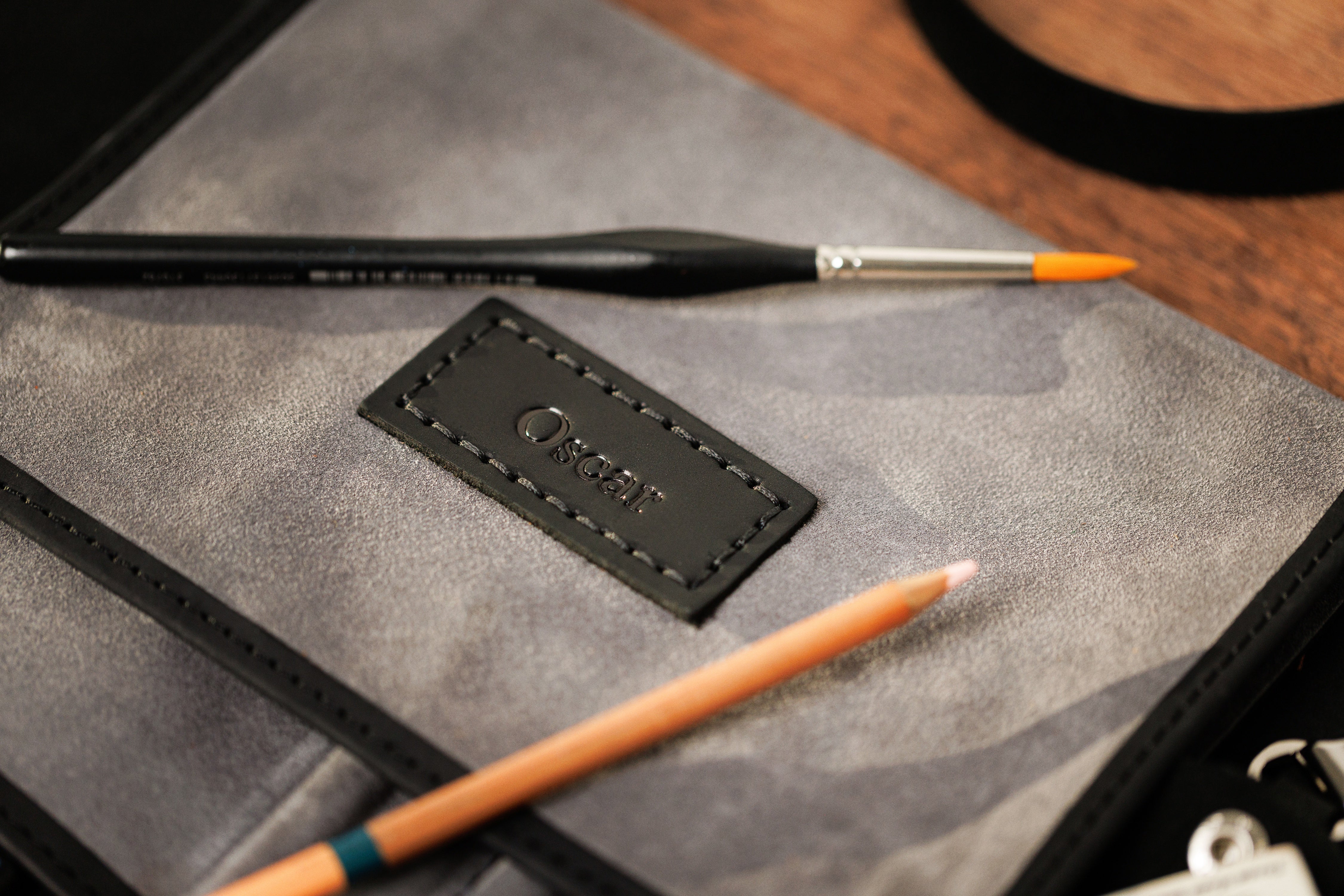 Premium black and gray leather drawing organizer
