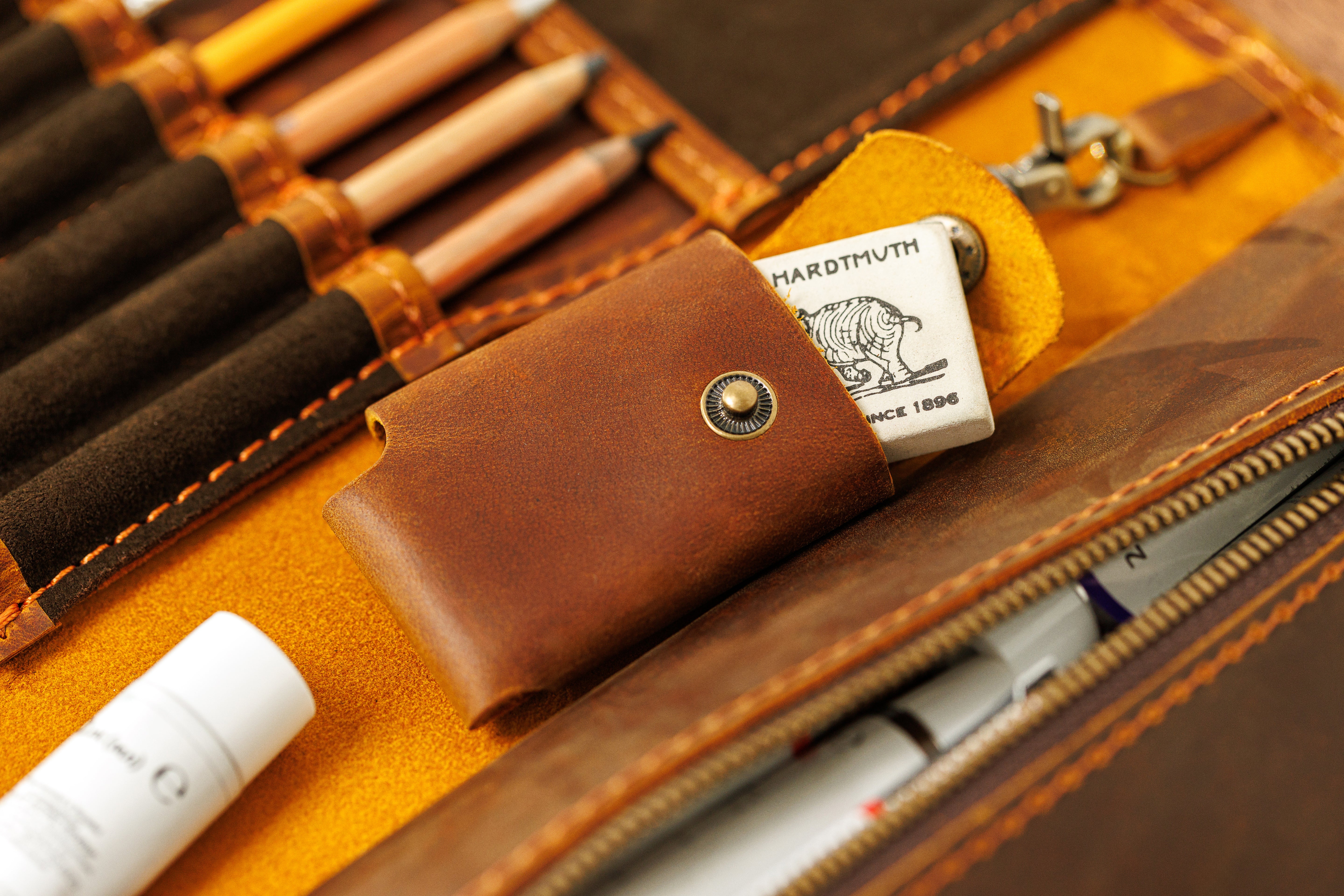 Handmade whiskey leather artist roll | Inspired by Artemis