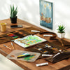 Chocolate tones luxury leather artist organizer