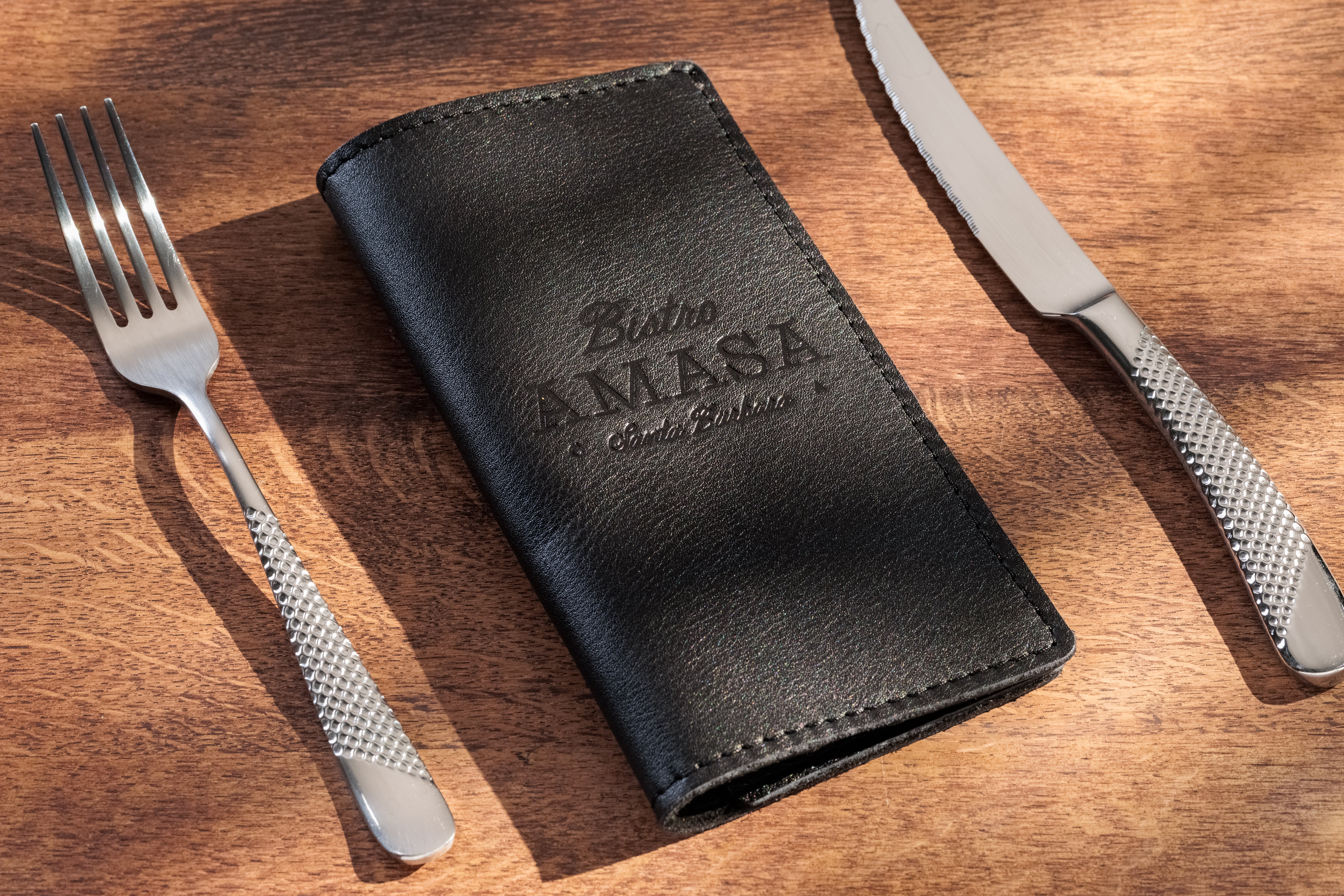 Custom | Personalized Black Heavy-Duty Check Presenters  for Restaurants (Or choose other leather color)