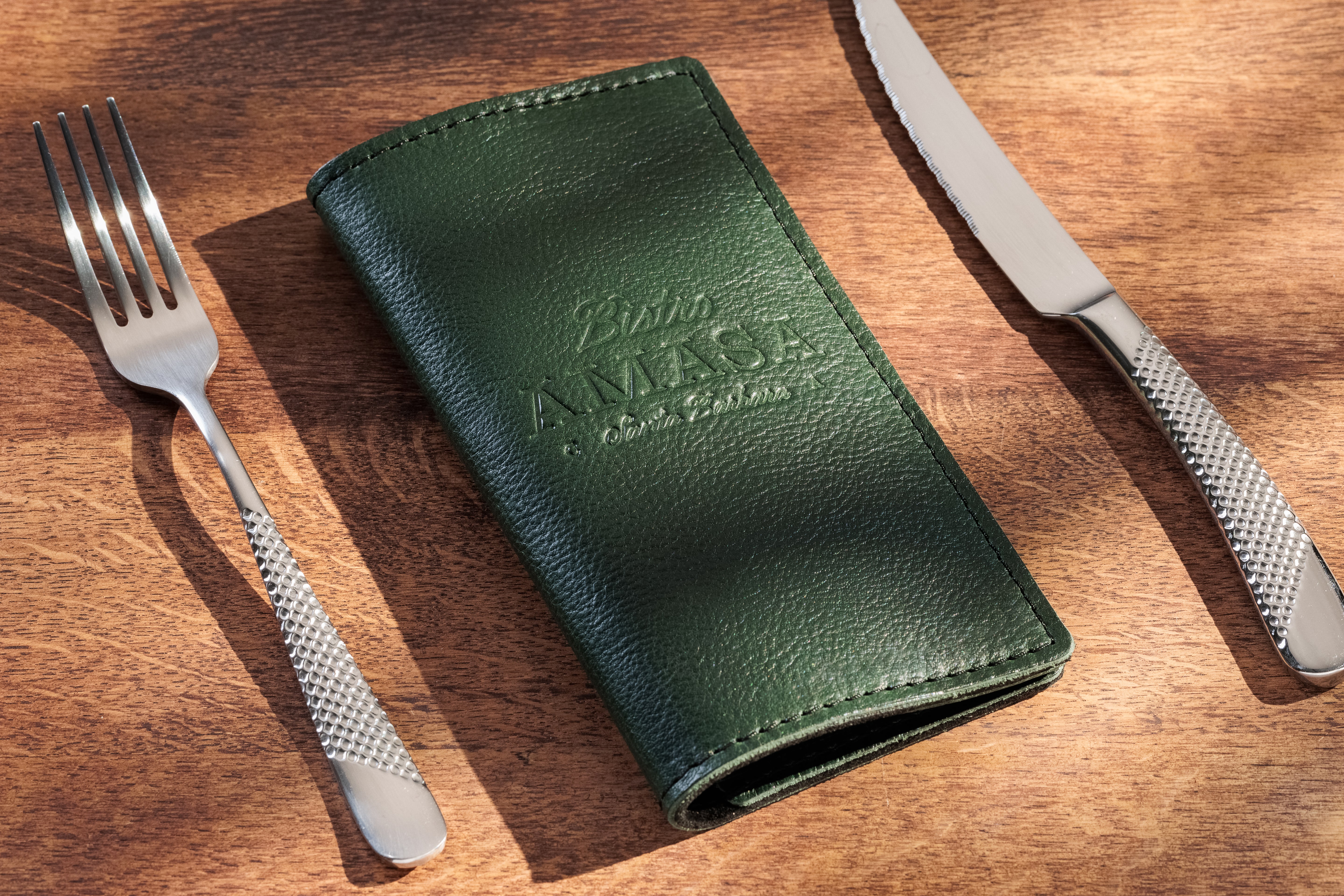 Custom | Personalized Green Heavy-Duty Check Presenters  for Restaurants (Or choose other leather color)