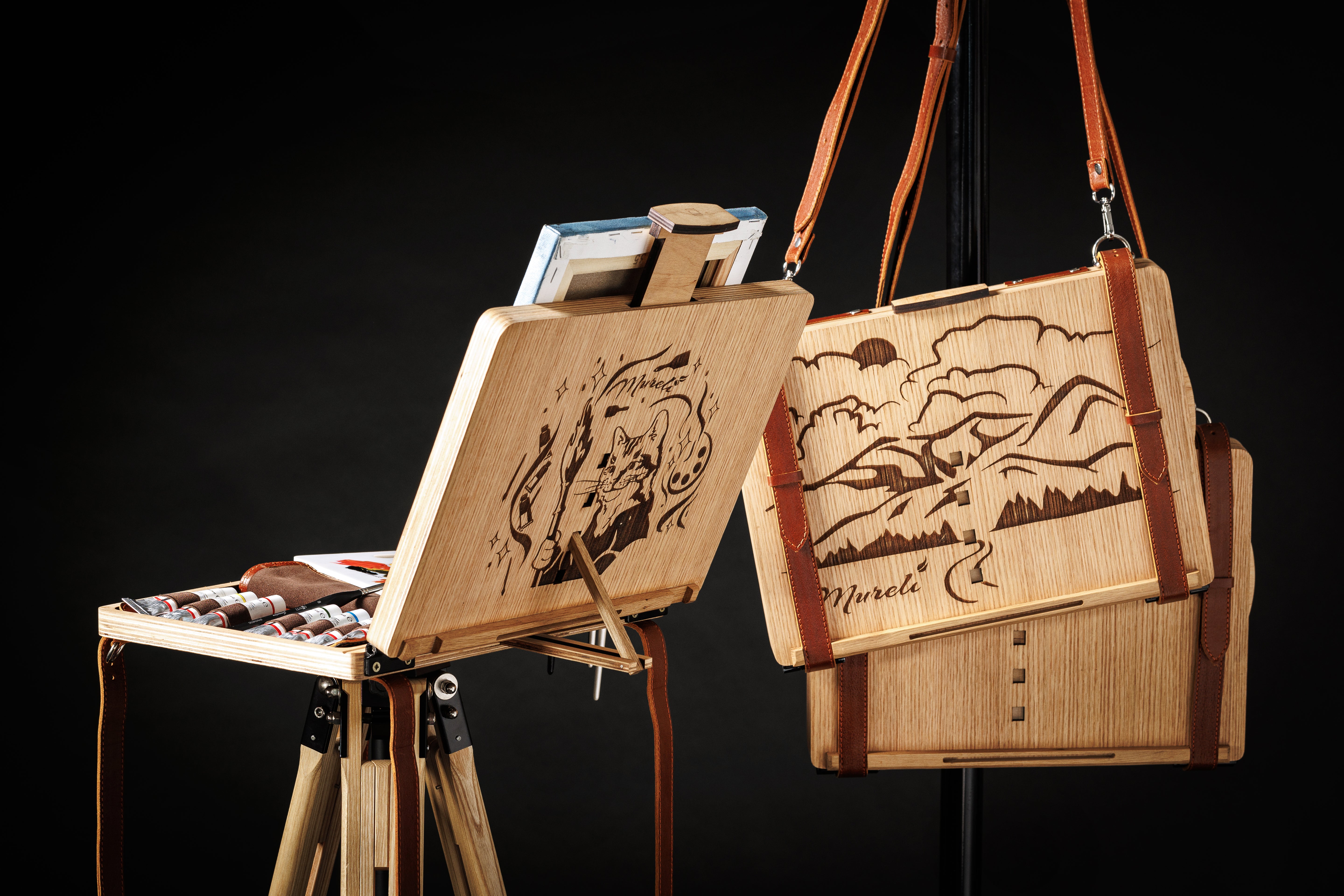 Compact travel case for art supplies and brushes
