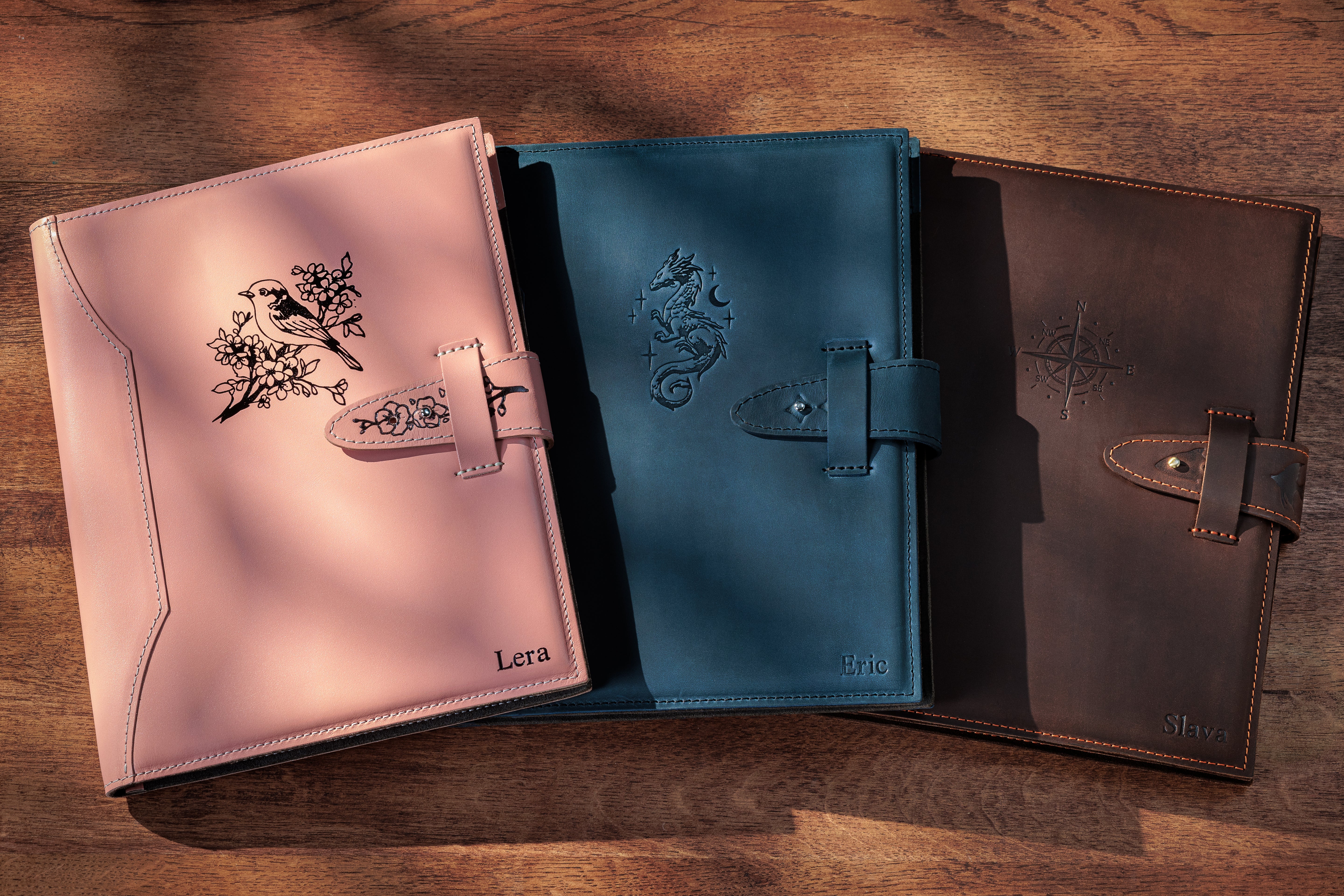 Stylized Personalized Pink Leather Portfolio Folder A4 | Women’s Document Organizer with Your Name