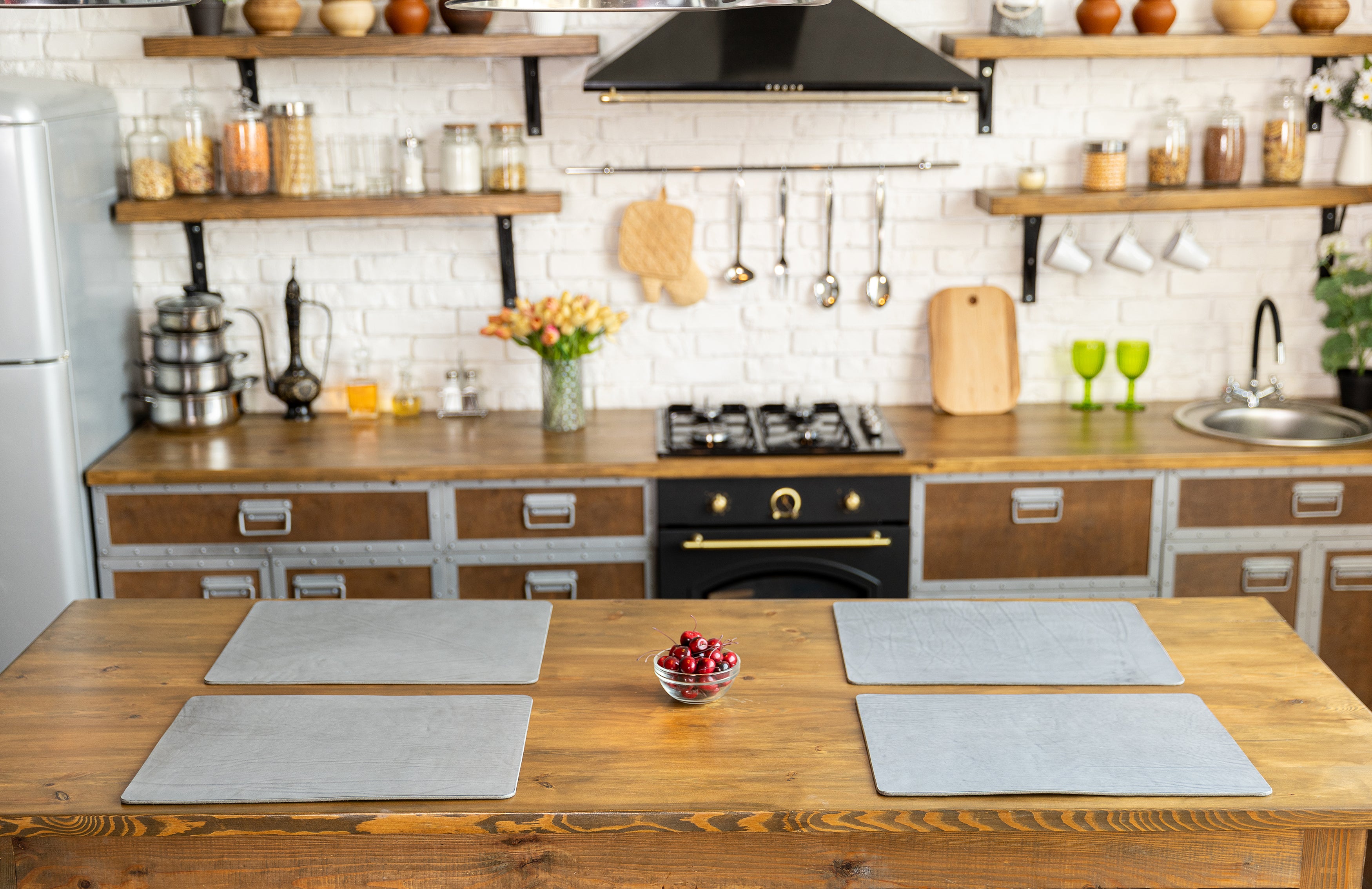 Luxury Gray Leather Placemats | Handmade & Personalized for You