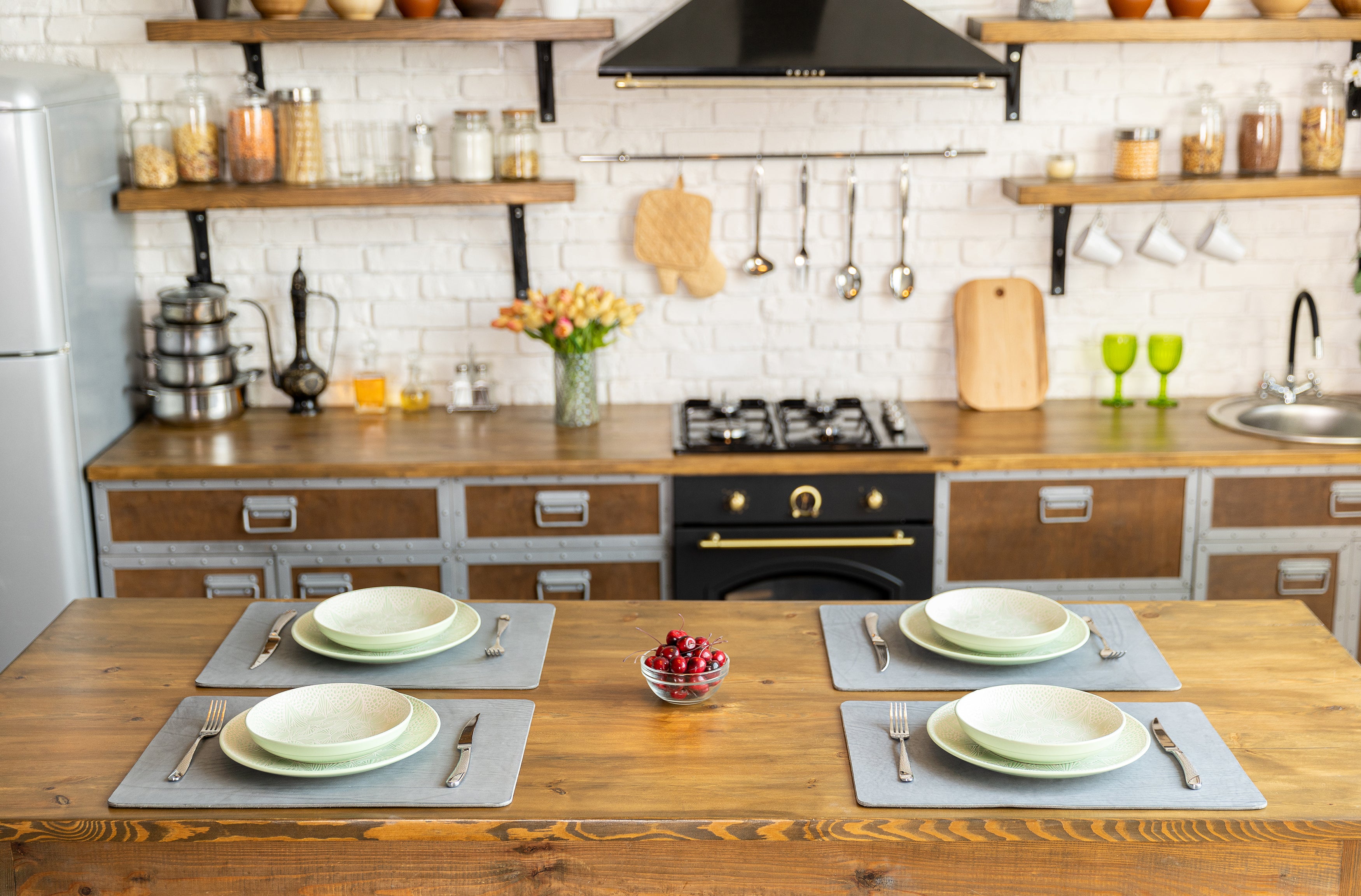 Set of Gray Leather Placemats | Custom Table Mats for Stylish Interiors