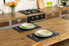 Dark Blue Leather Placemats Set | Personalized Luxury Dining Decor