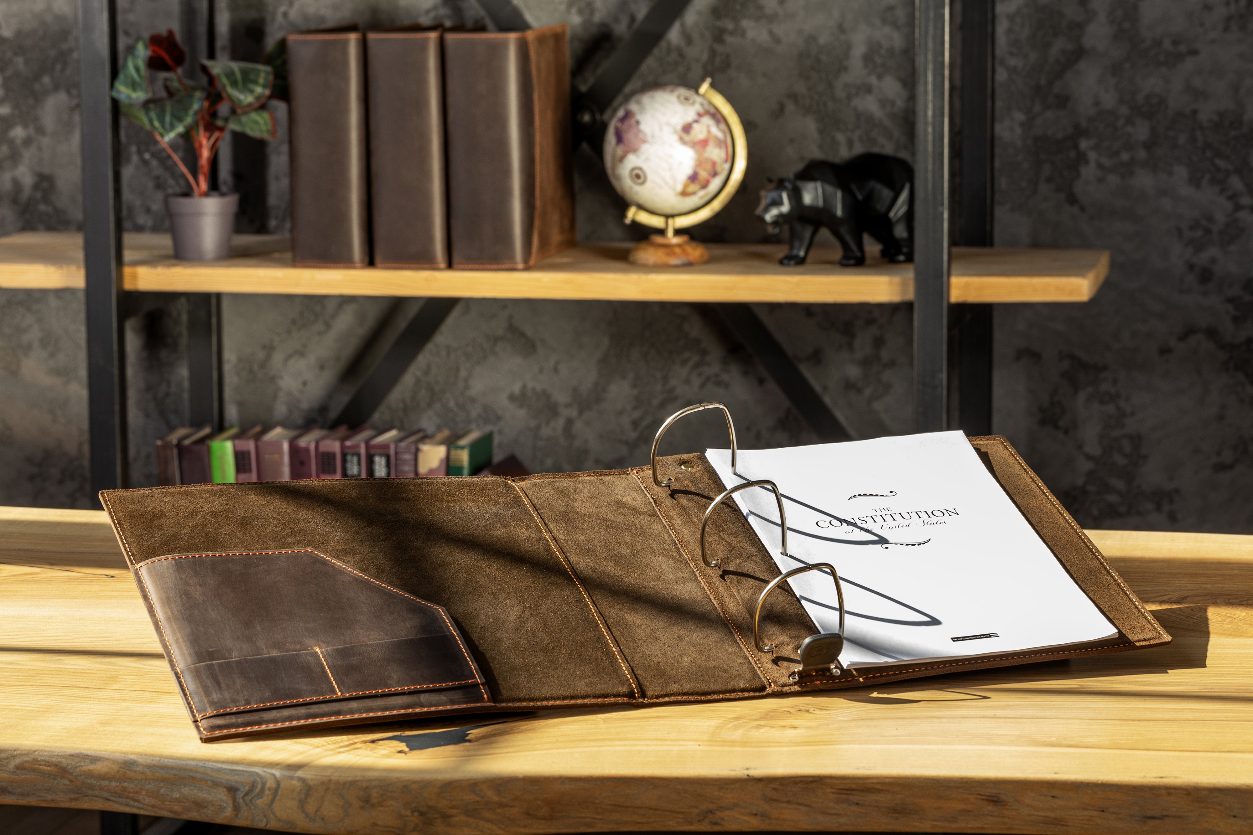 Full-Grain Leather Portfolio Binder – Custom Business Organizer