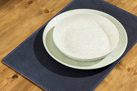 Navy Blue Leather Placemats | Custom Elegant Table Mats