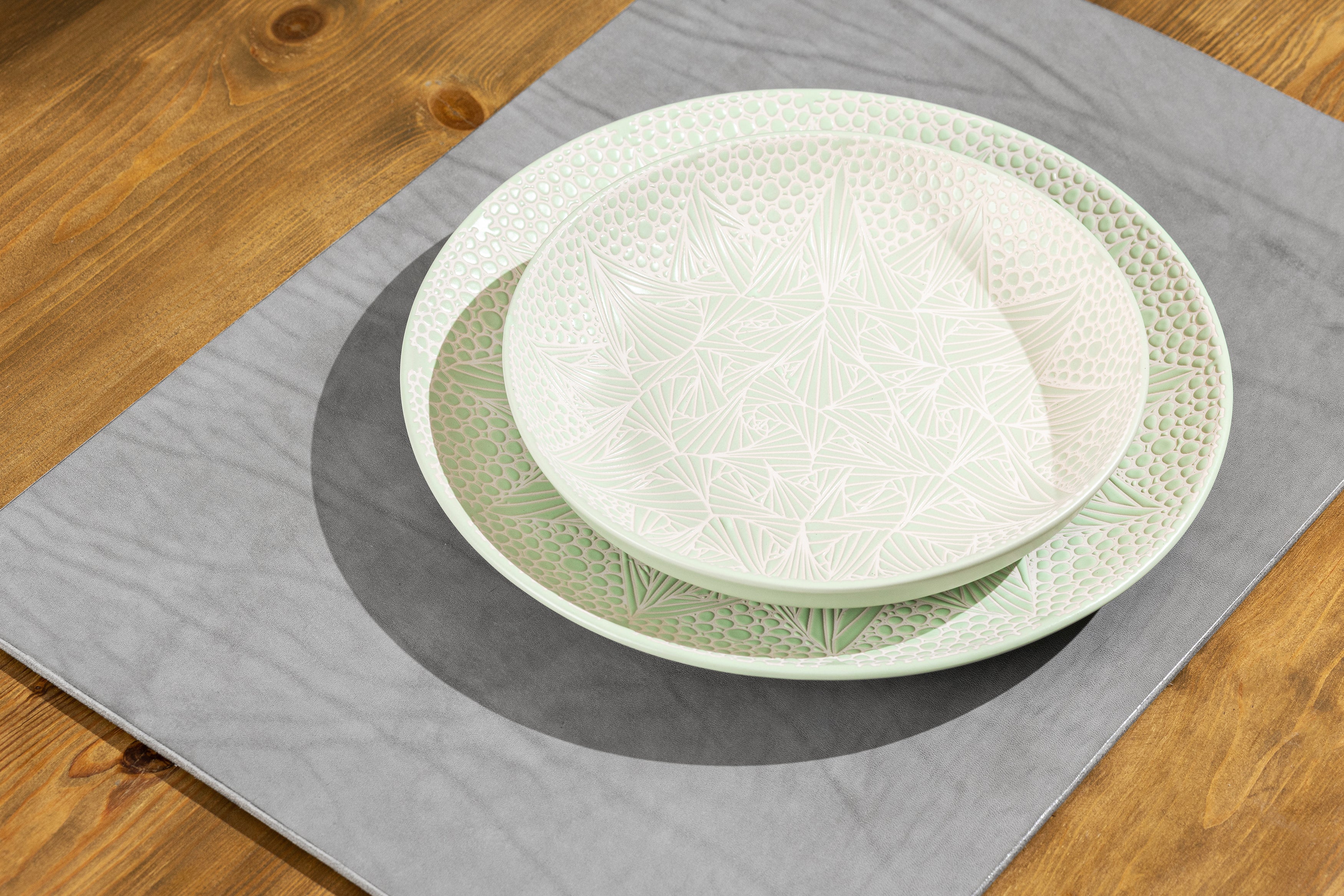 Gray Leather Placemats | Elegant Set for Anniversary or Wedding Gift