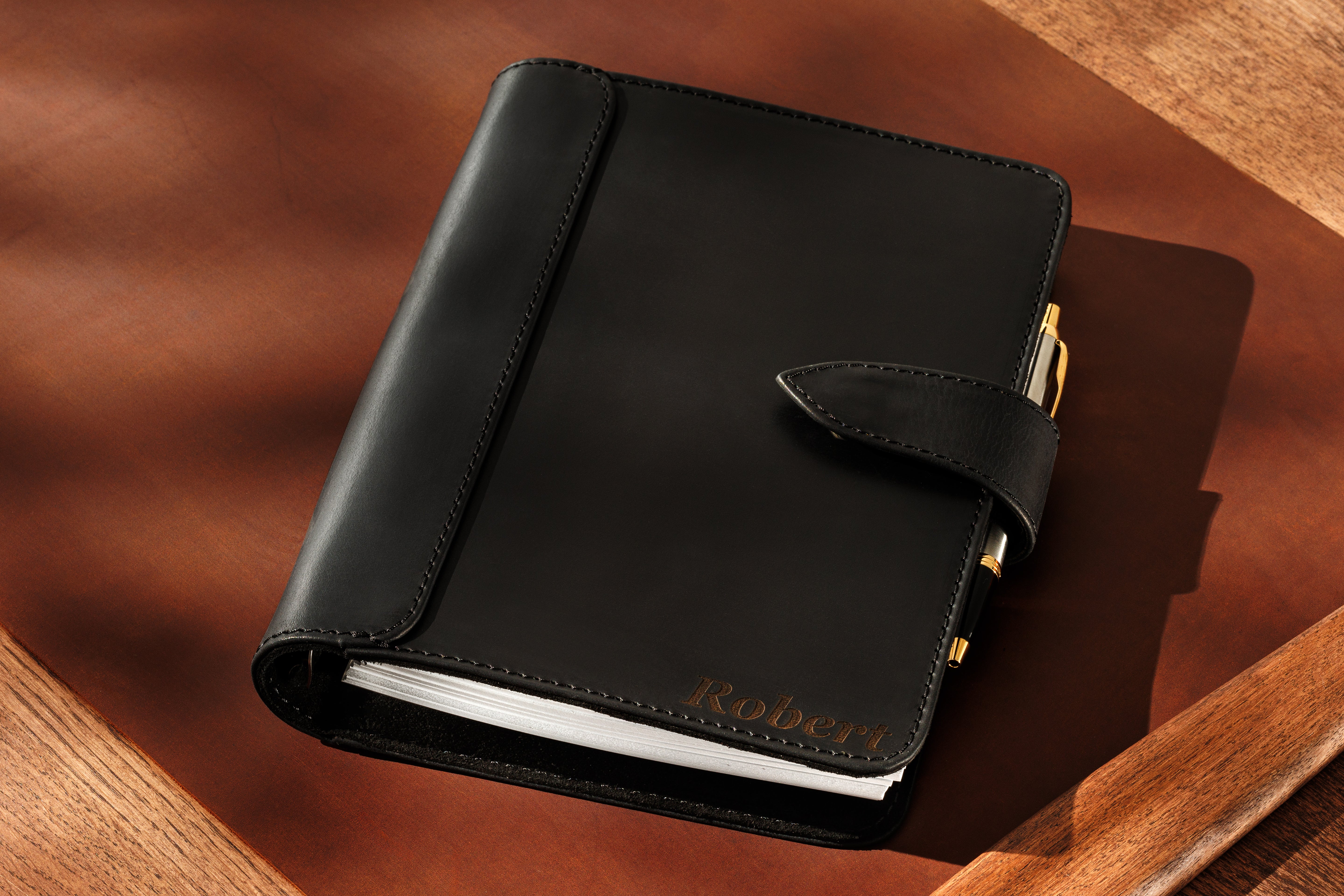 Mureli Premium Black Leather Planner – Handcrafted for Professionals