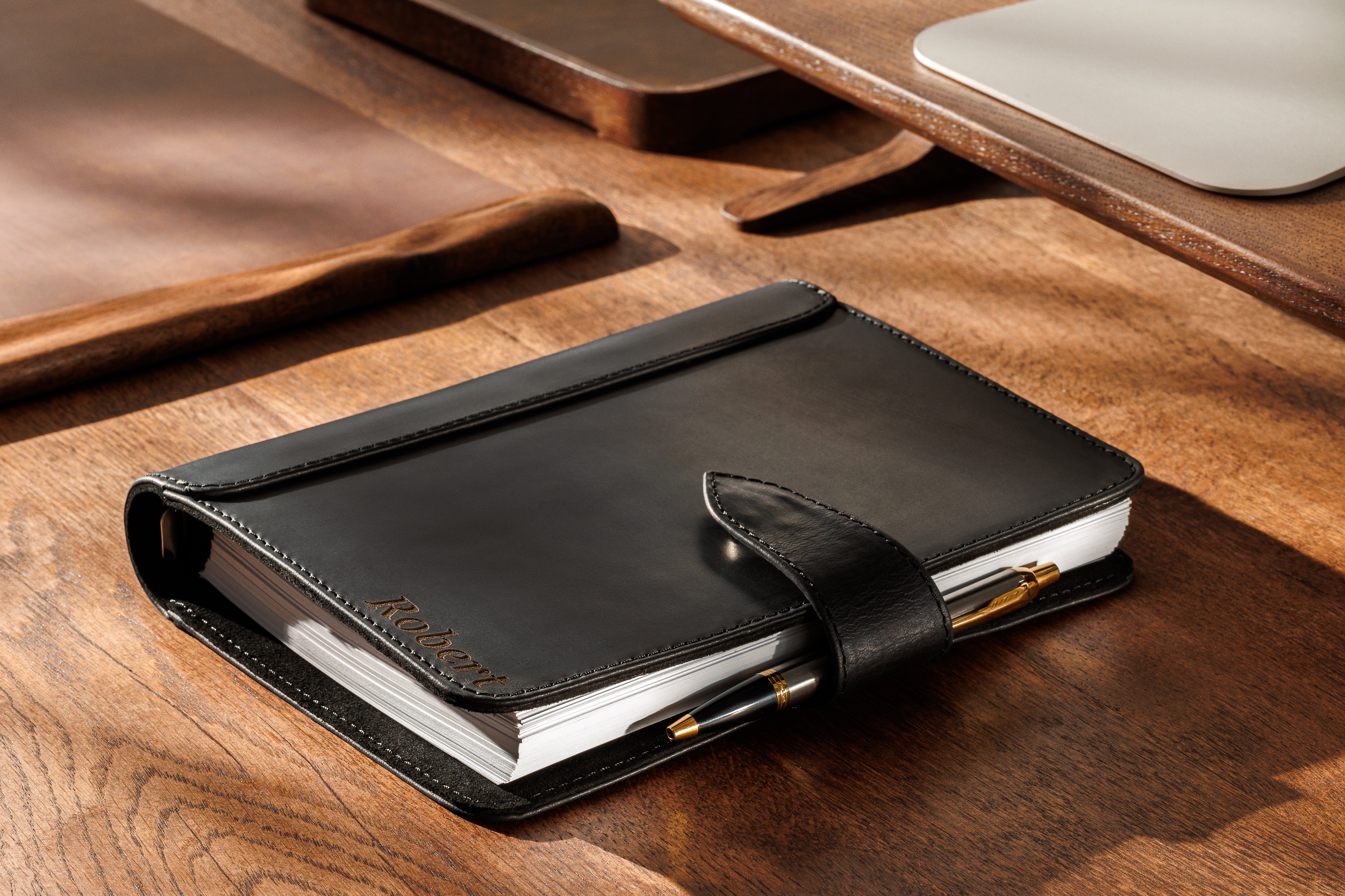 Full-Grain Black Leather Organizer – Sleek, Smart, Mureli