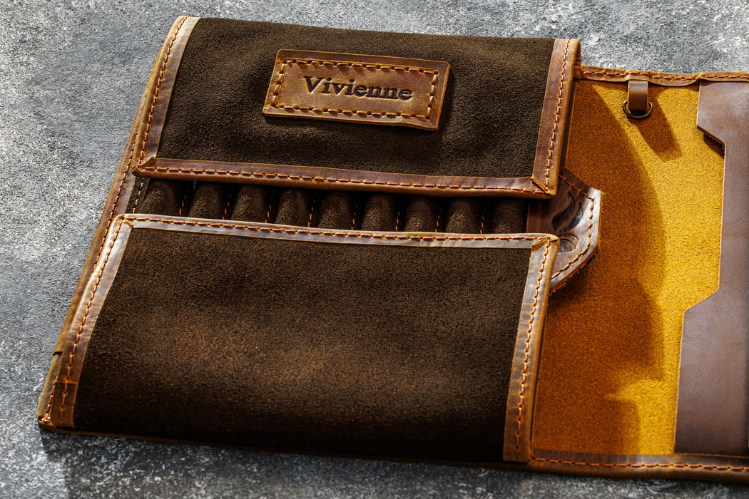 Handmade Art Supplies Case | Crazy Horse Leather