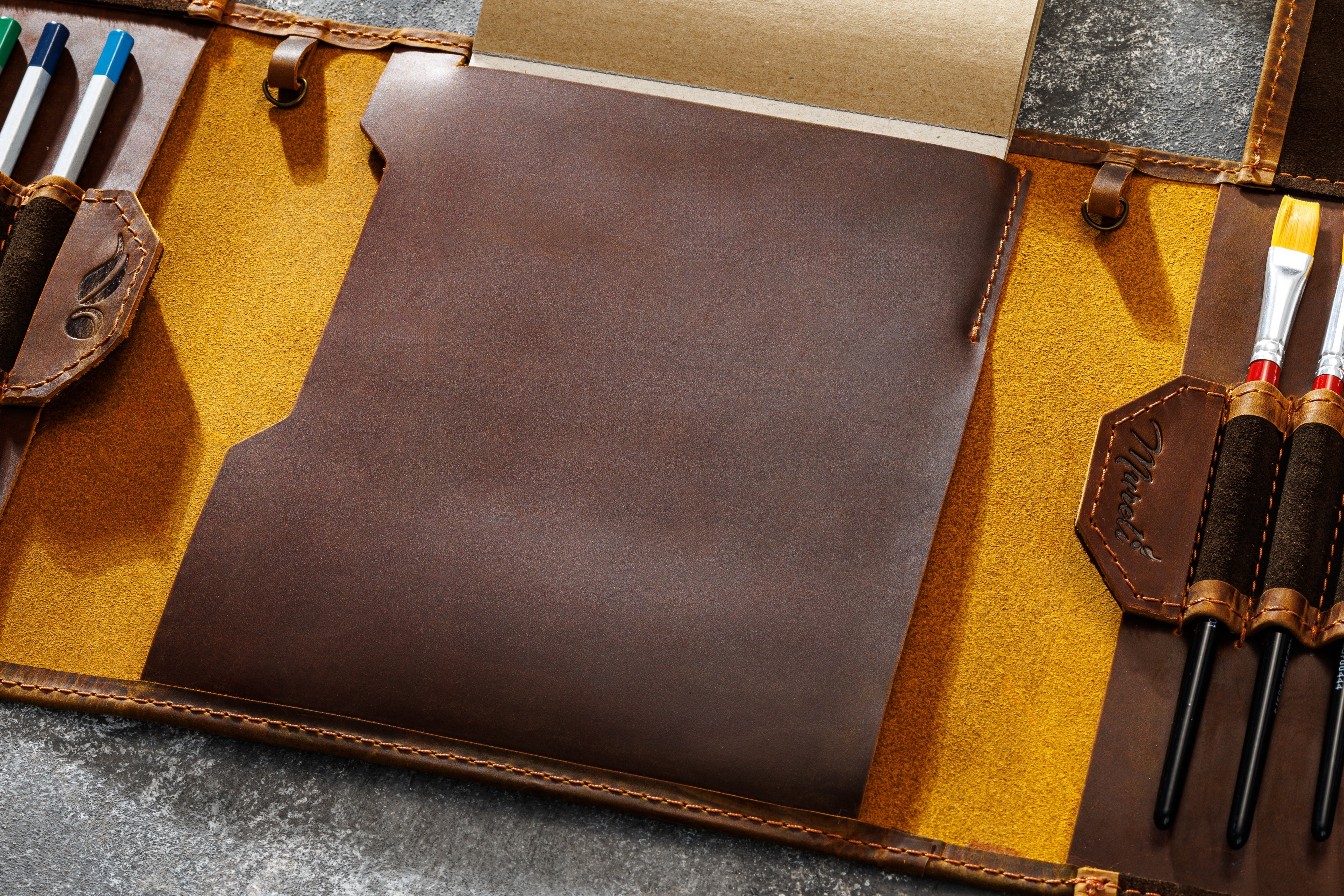 Leather Pencil and Brush Organizer
