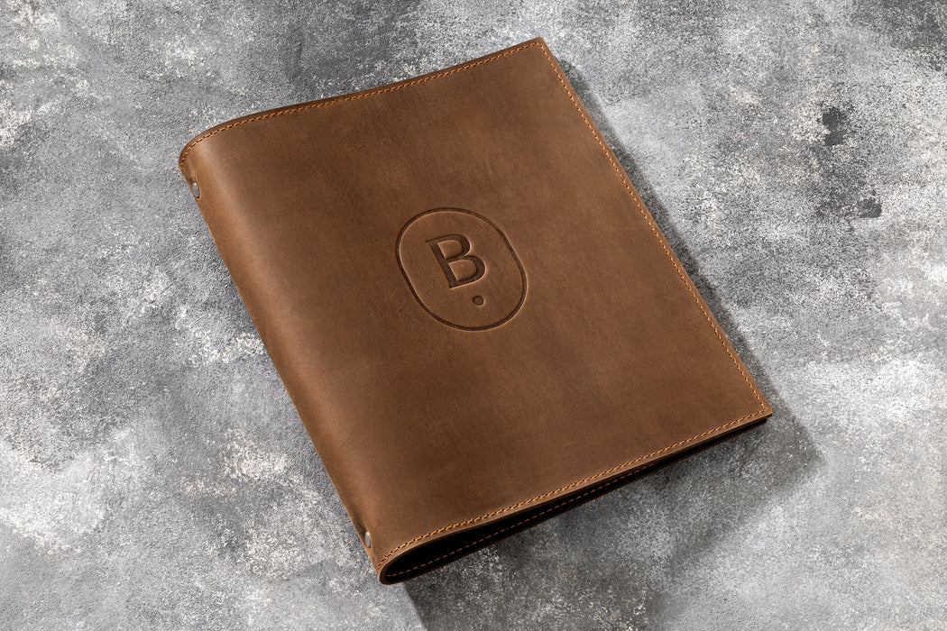 Personalized Leather Portfolio brown with logo