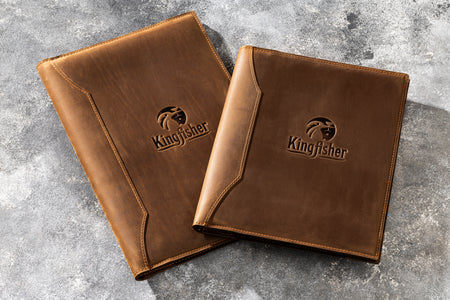 Leather menu cover for restaurant bar coffee shop bakery winery drink list book | Personalized document presenter with your logo