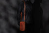 Cognac leather artist case with colored pencils
