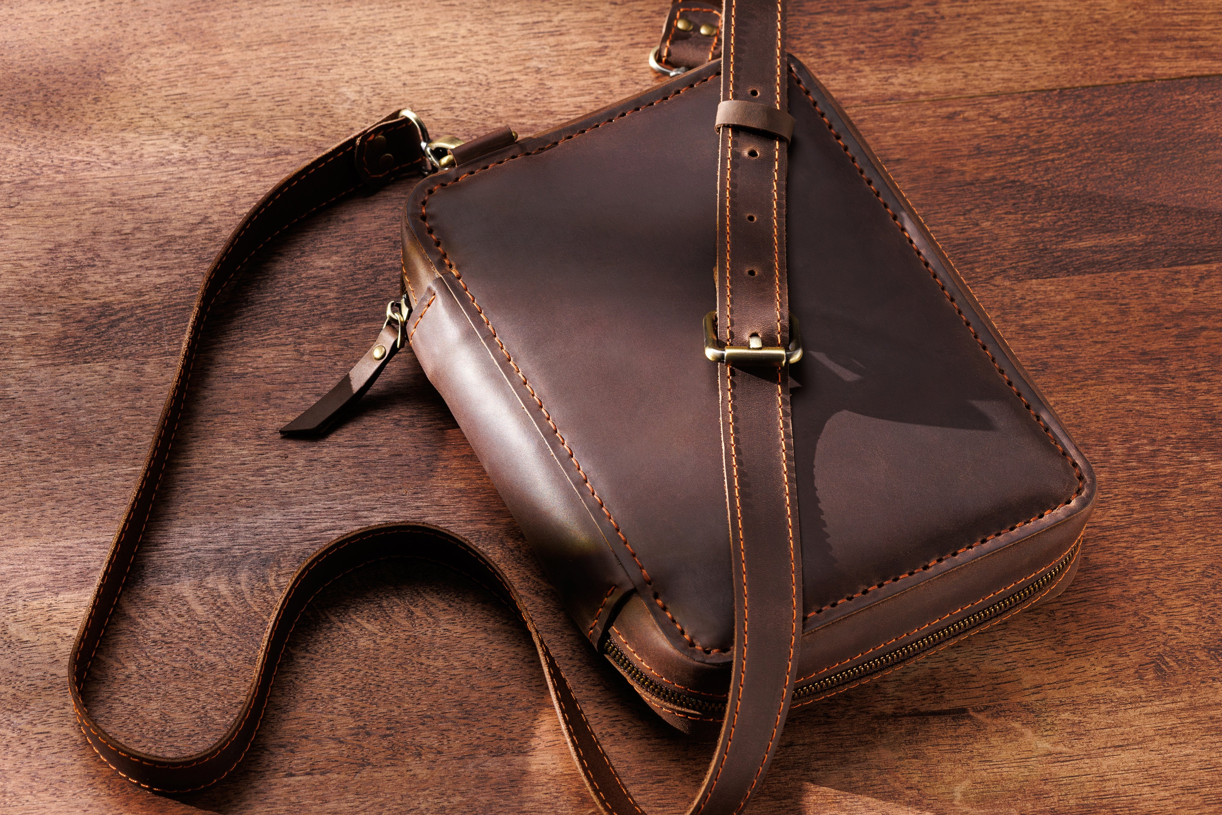 Brown Leather Drawing Kit | Travel Art Organizer with Sketchbook & Colored Pencils | Artist Gift by Mureli