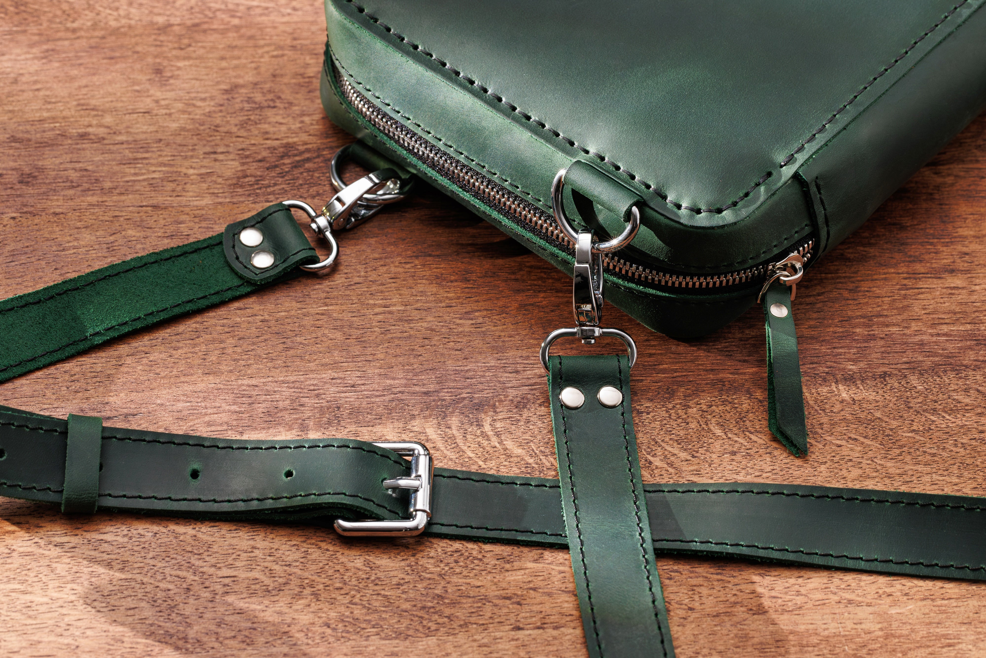 Green Leather Creative Kit | Zippered Art Organizer for Kids, Teens & Designers | Mureli Workshop