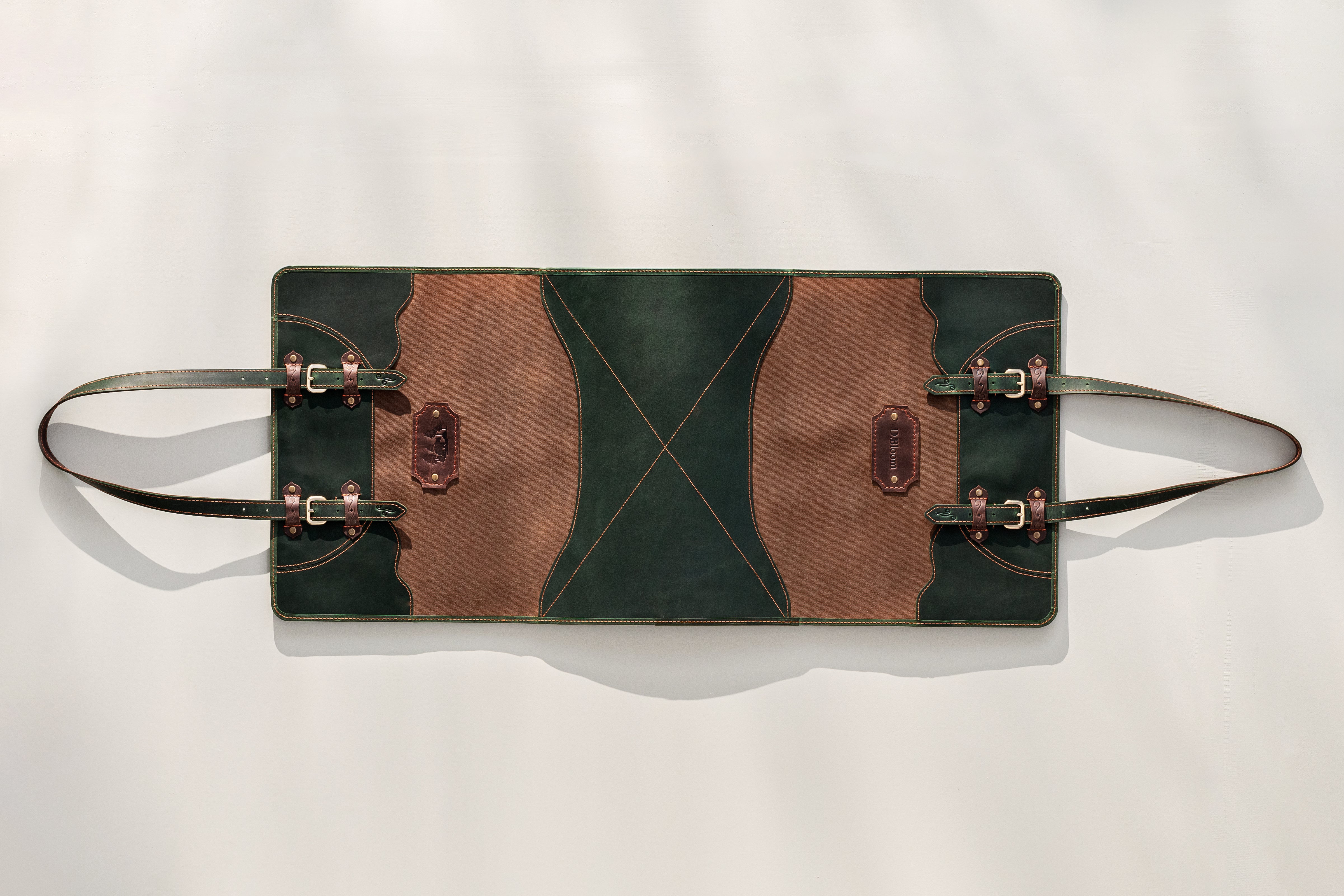 Leather Firewood Carrier Tote – Rustic Log Bag with Bear Design & Personalized Tag for Fireplace, Camping & Outdoor Use