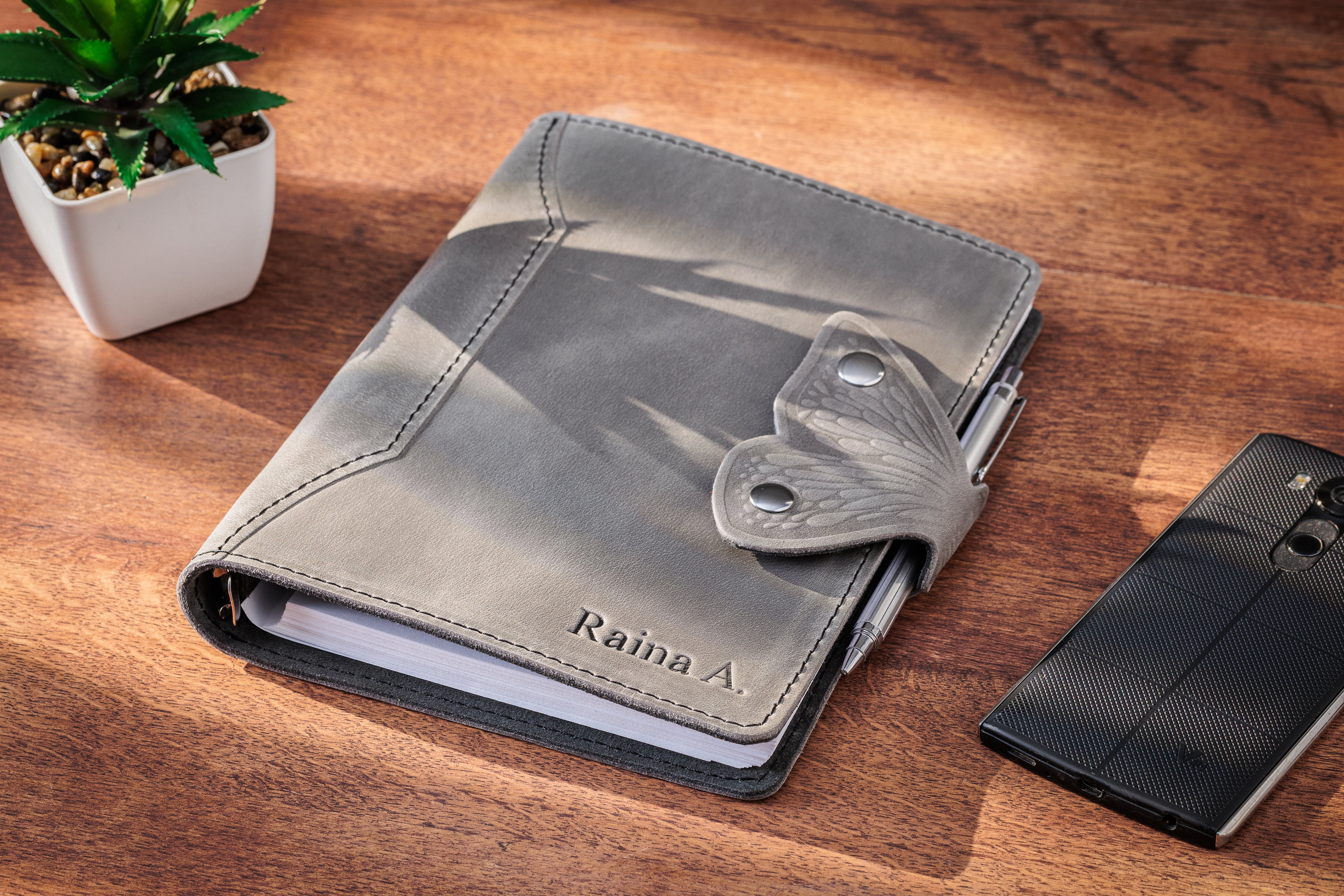 Leather Notebook for Memories | Butterfly Clasp | Custom Engraving