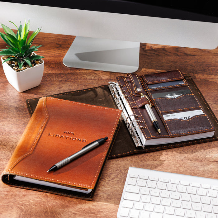 For Thoughts Worth Writing – Tan Leather Organizer with Rings