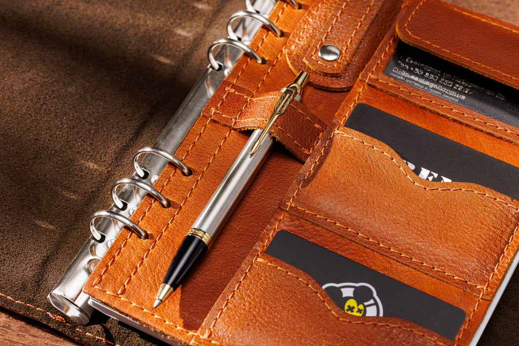 Leather A5 Notebook | Refillable 3 Ring | Graduation Gift | Warm Brown