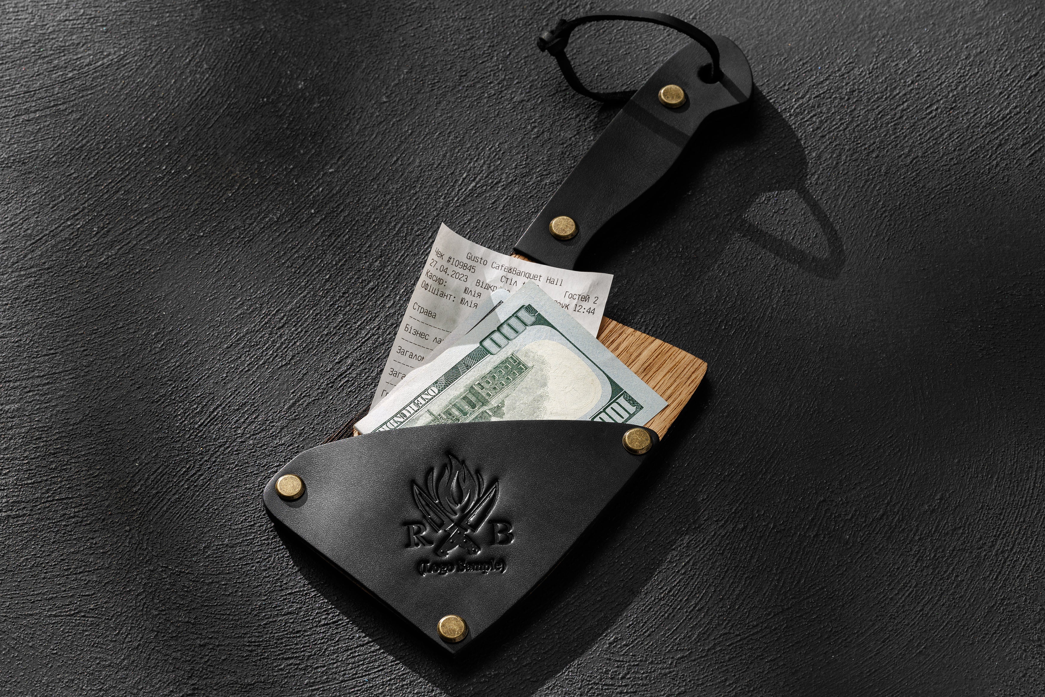 Restaurant check presenter in shape of meat cleaver