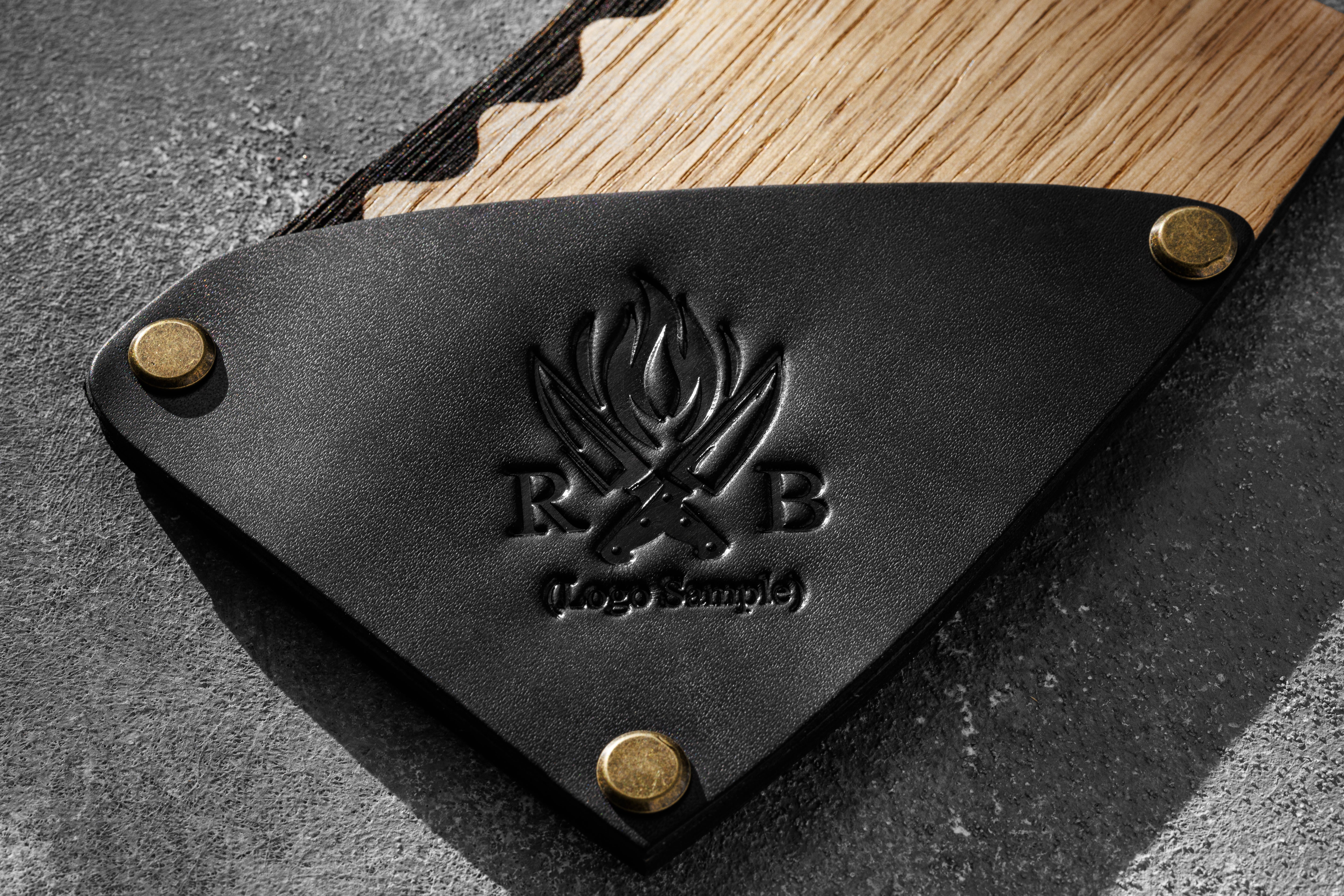 Bottle-shaped bill folder with black leather front