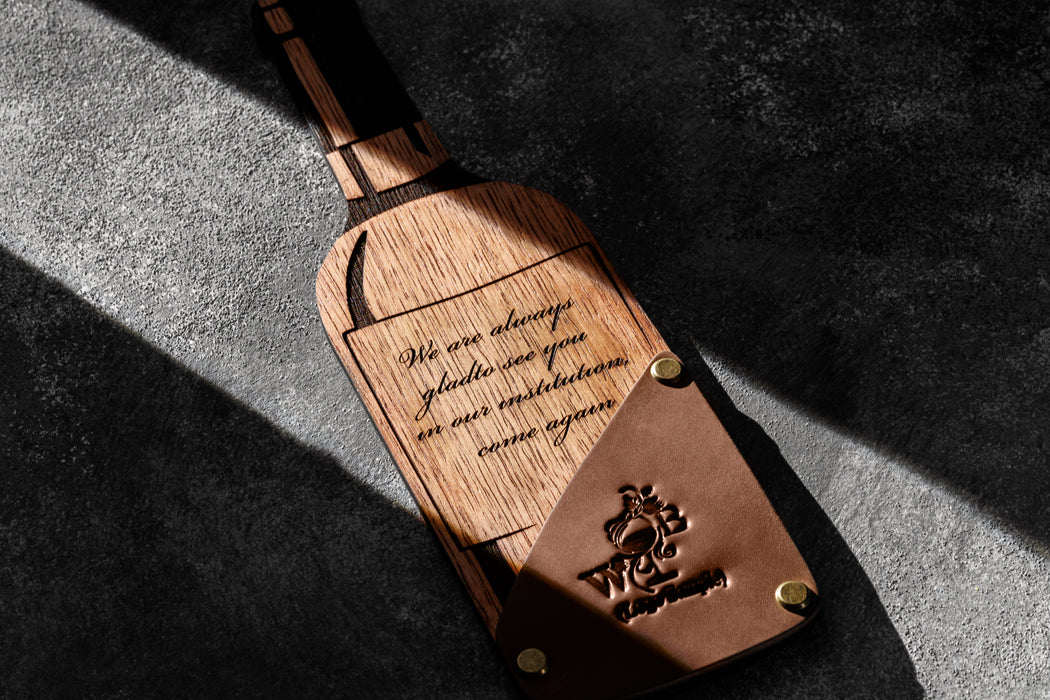Engraved oak check presenter with custom text