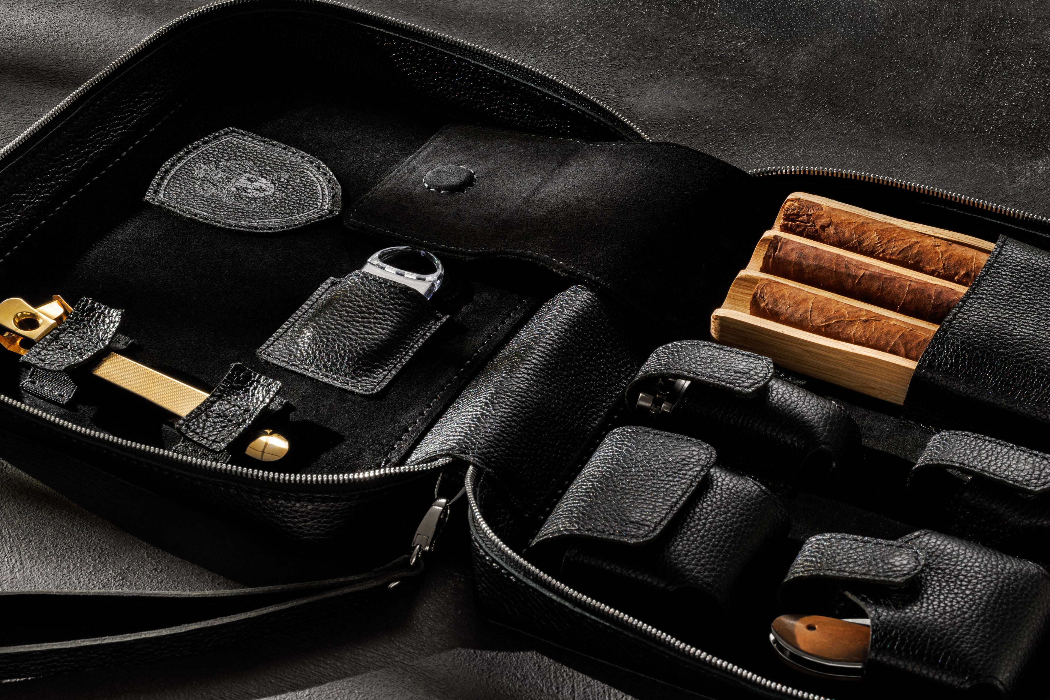 The Largest Cigar Case with Inner Patch and Accessory Storage | Black Series “Zeus”