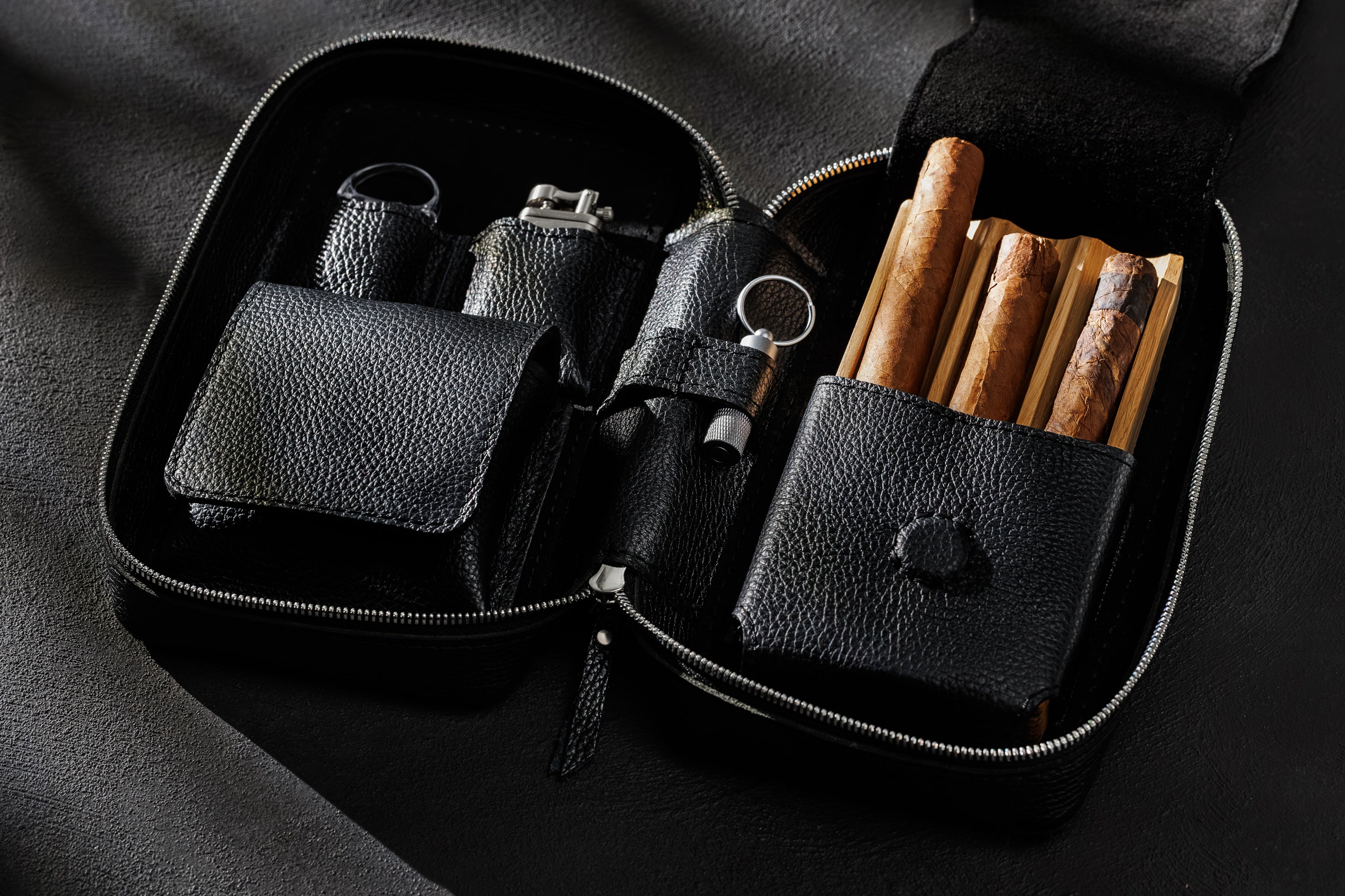 Personalized Cigar Case with Character and Purpose | Black Series Compact | Add your logo or name or initials