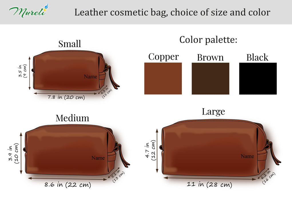 Cognac Leather Toiletry Bag – Personalized Travel Dopp Kit