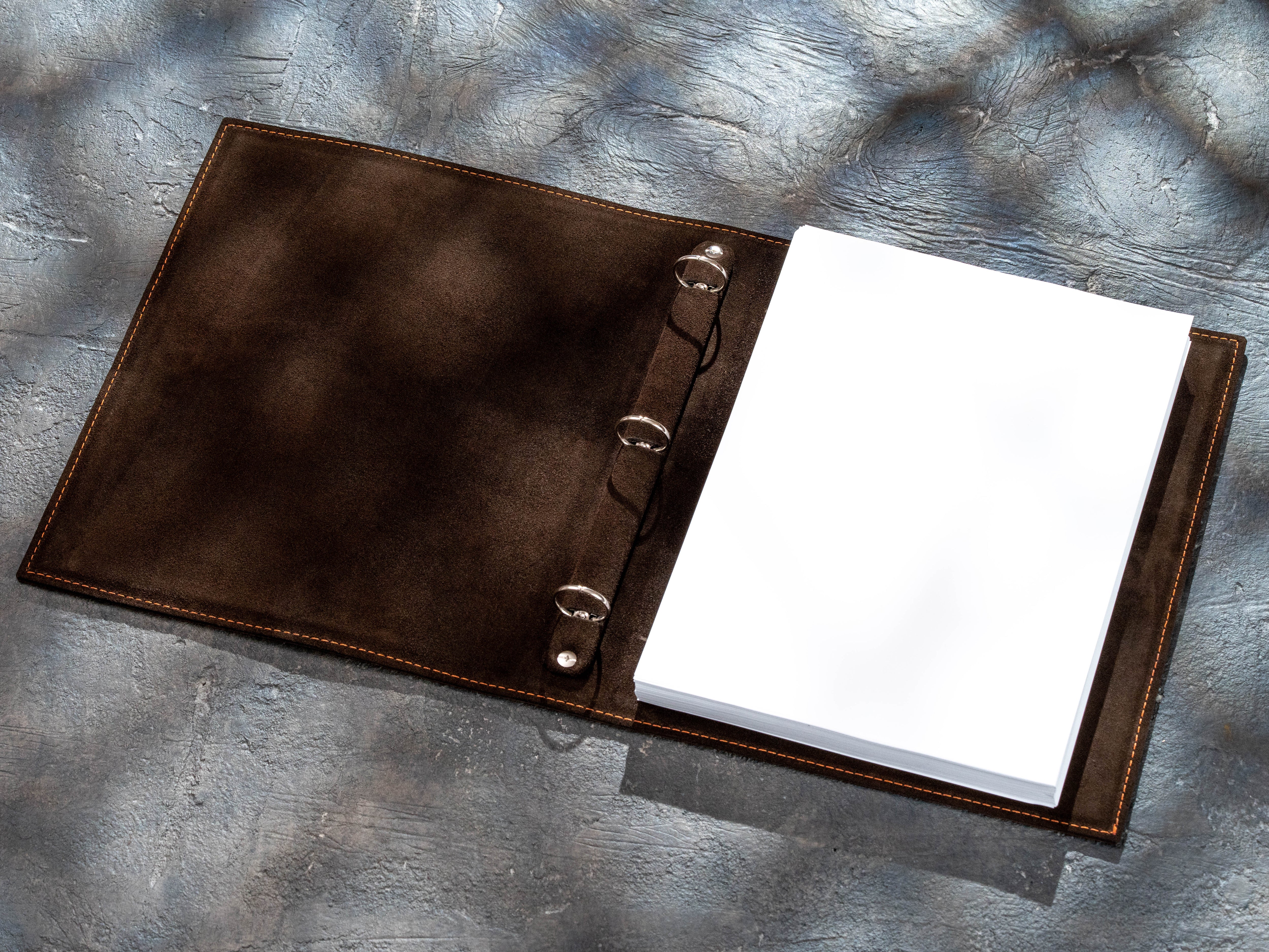 Personalized Green Leather 3-Ring Binder for A4 and Letter Size with Two Cover Fit Options | Mureli