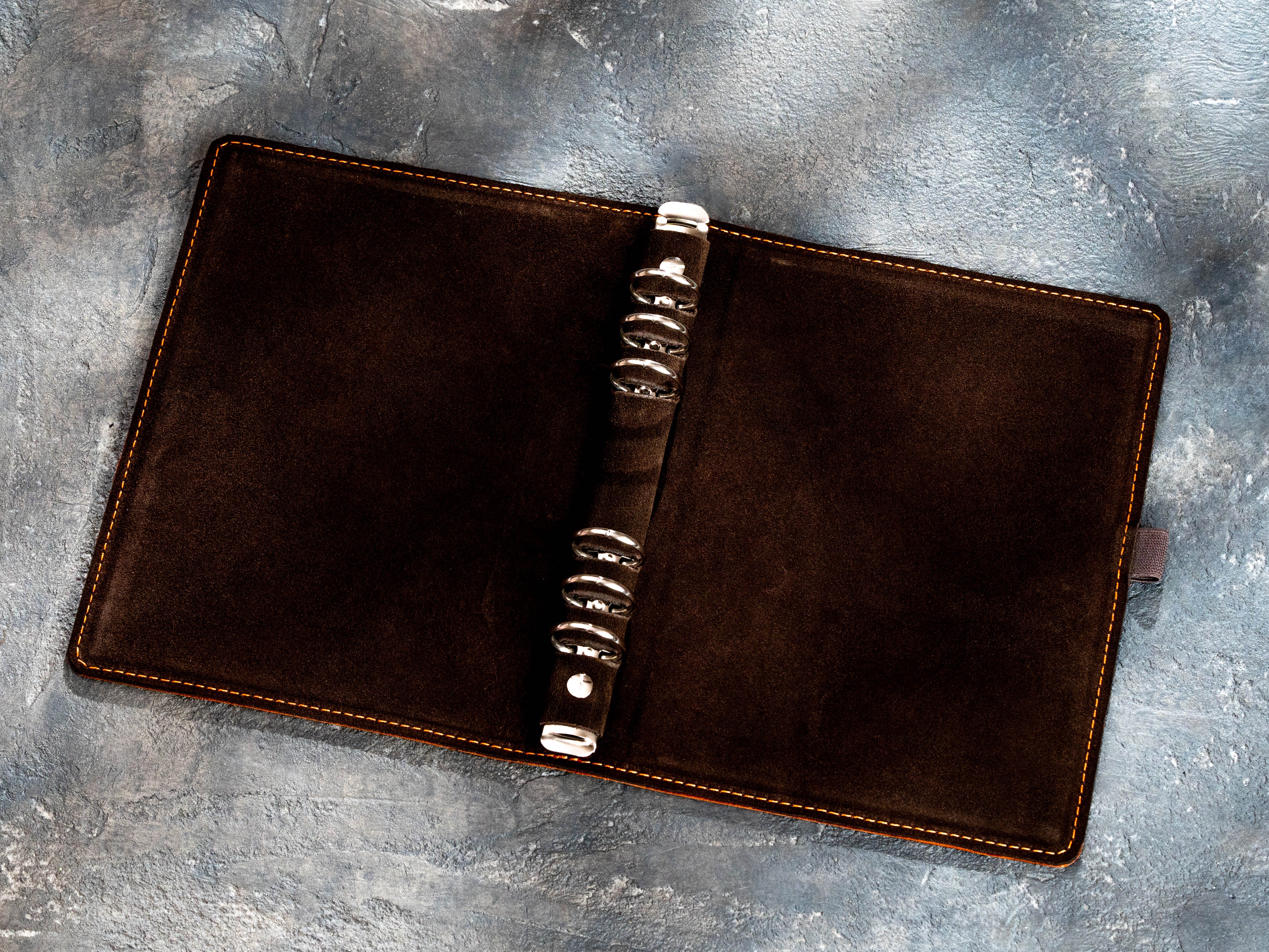 Dark Brown Leather A5 Recipe Binder with Family Recipe Book Design 1 | Mureli