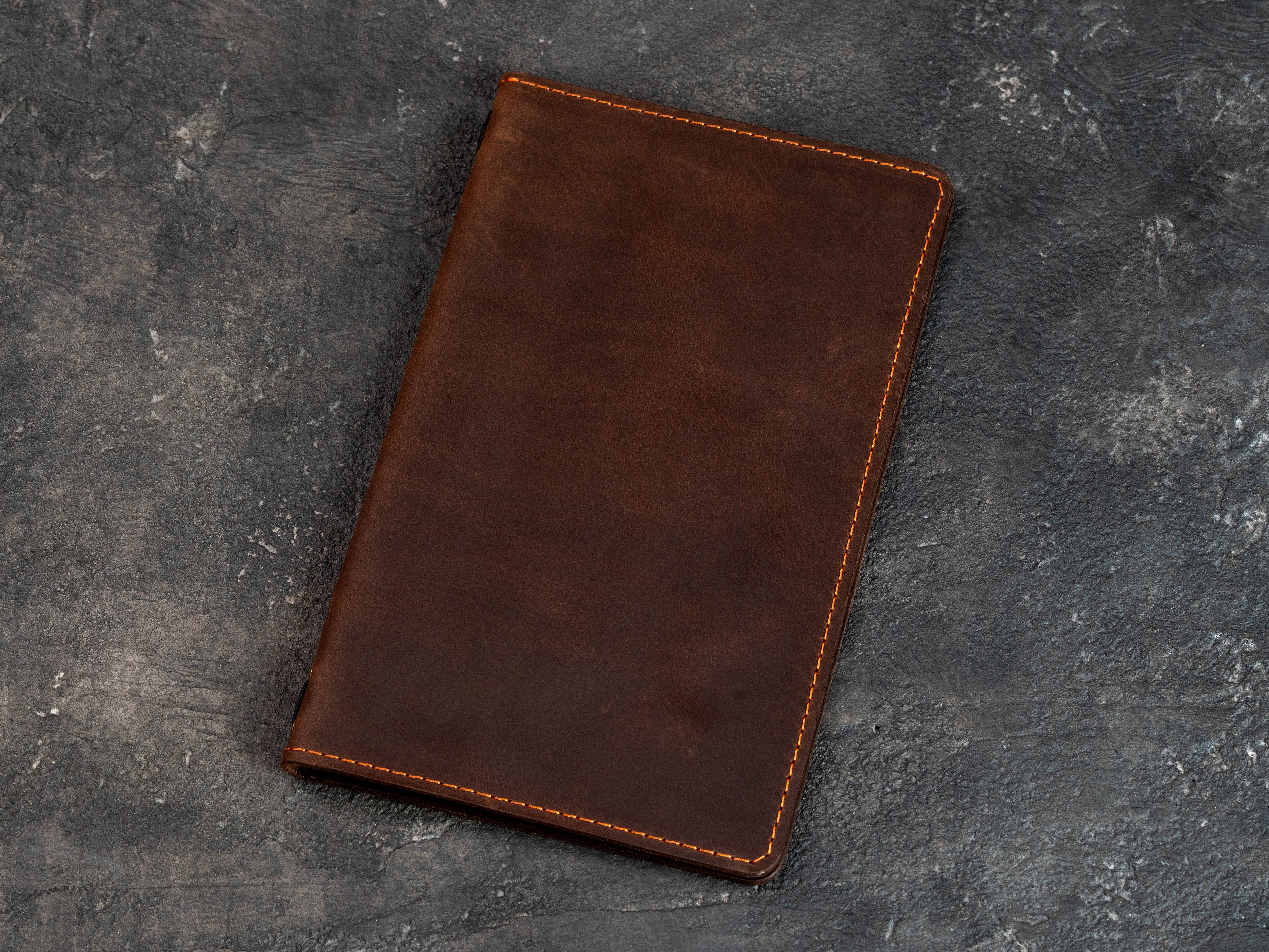 Chocolate Brown Leather Food Menu Cover with Elastic Cord | Mureli