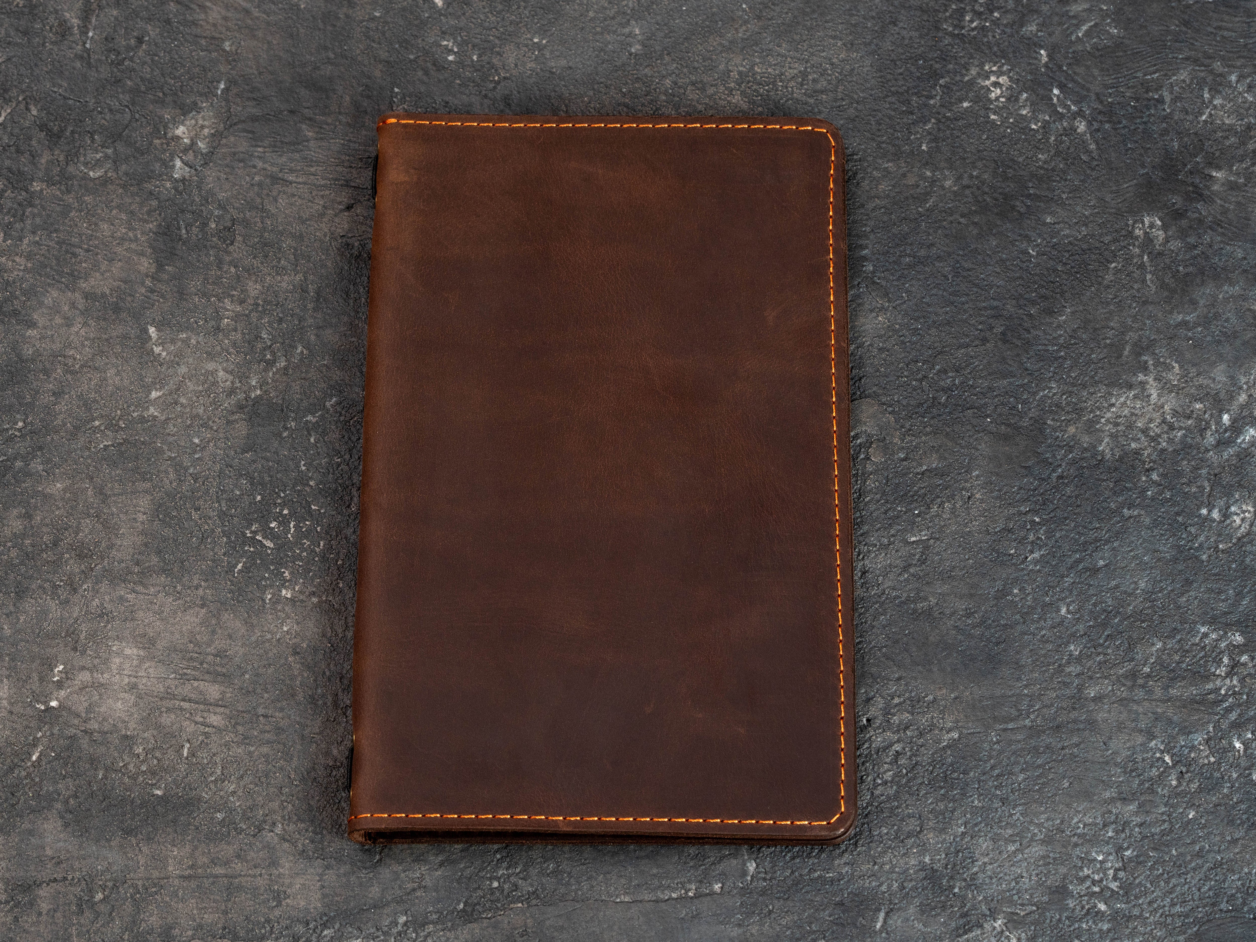 Chocolate Brown Leather Food Menu Cover with Elastic Cord | Mureli