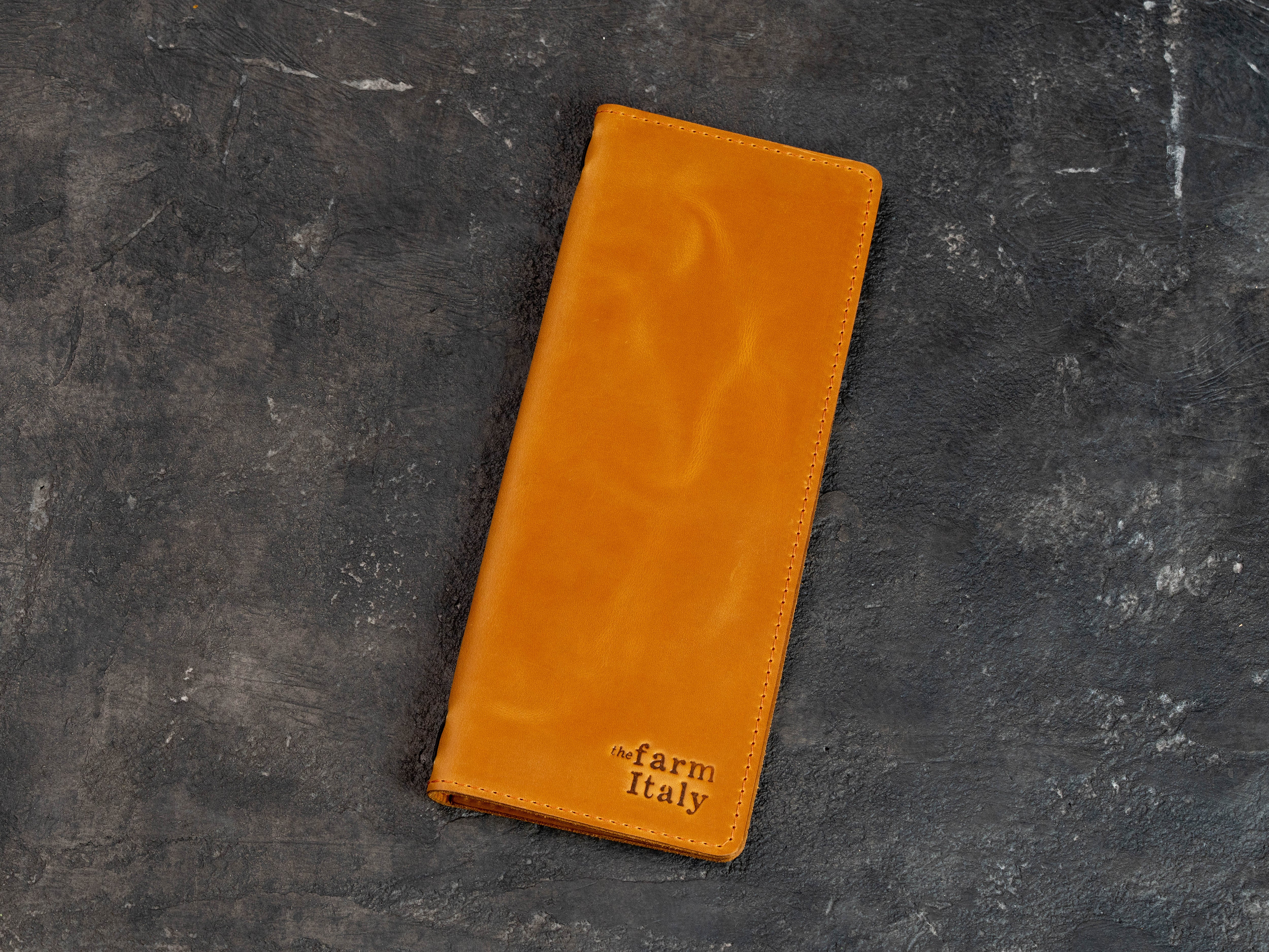 Yellow Leather Wine Menu Cover with Elastic Cord | Mureli