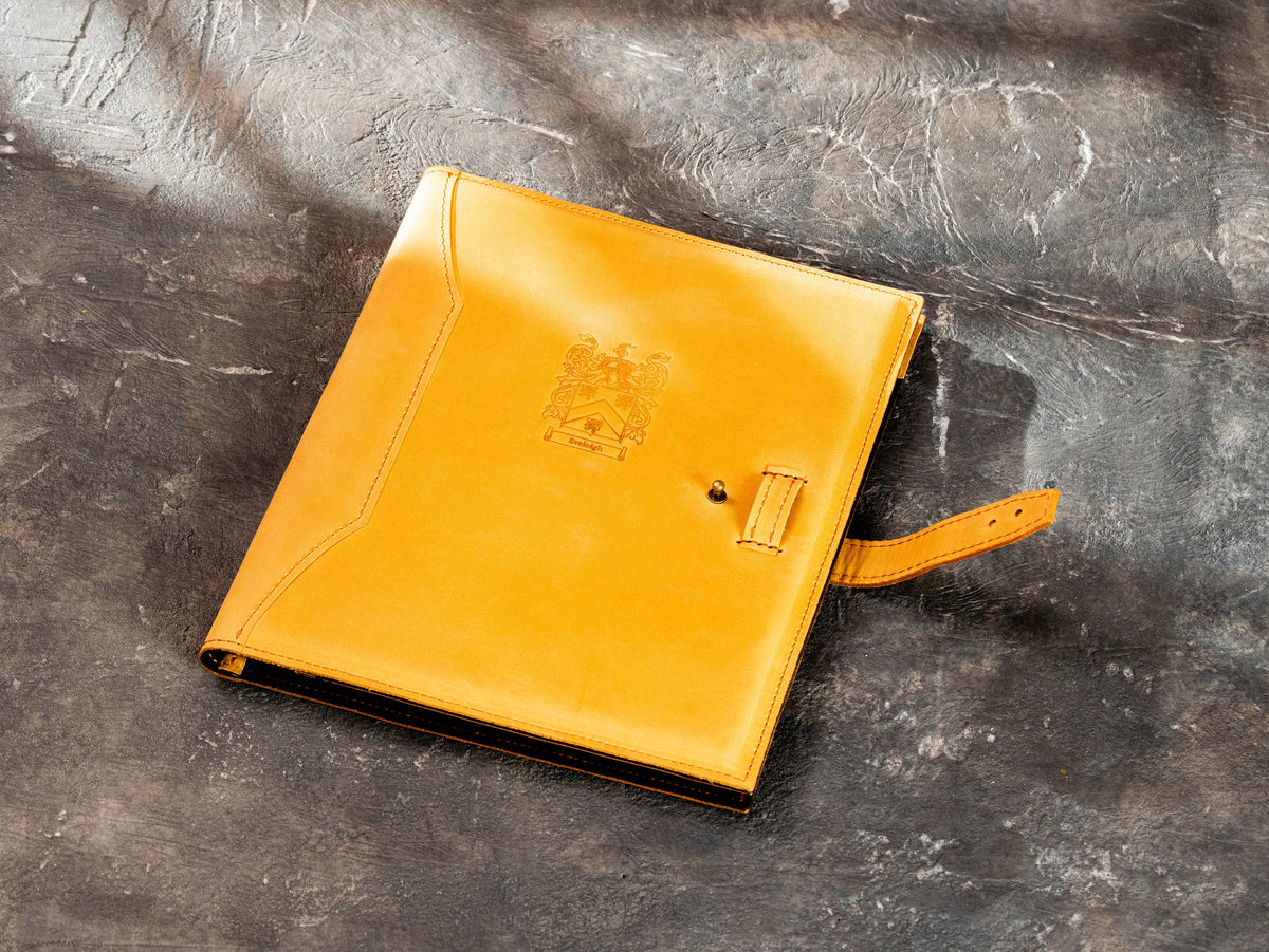 Wheat Leather Legal Pad Portfolio for 8.5 × 11.75 Notepad with Tablet and Document Pockets | Mureli