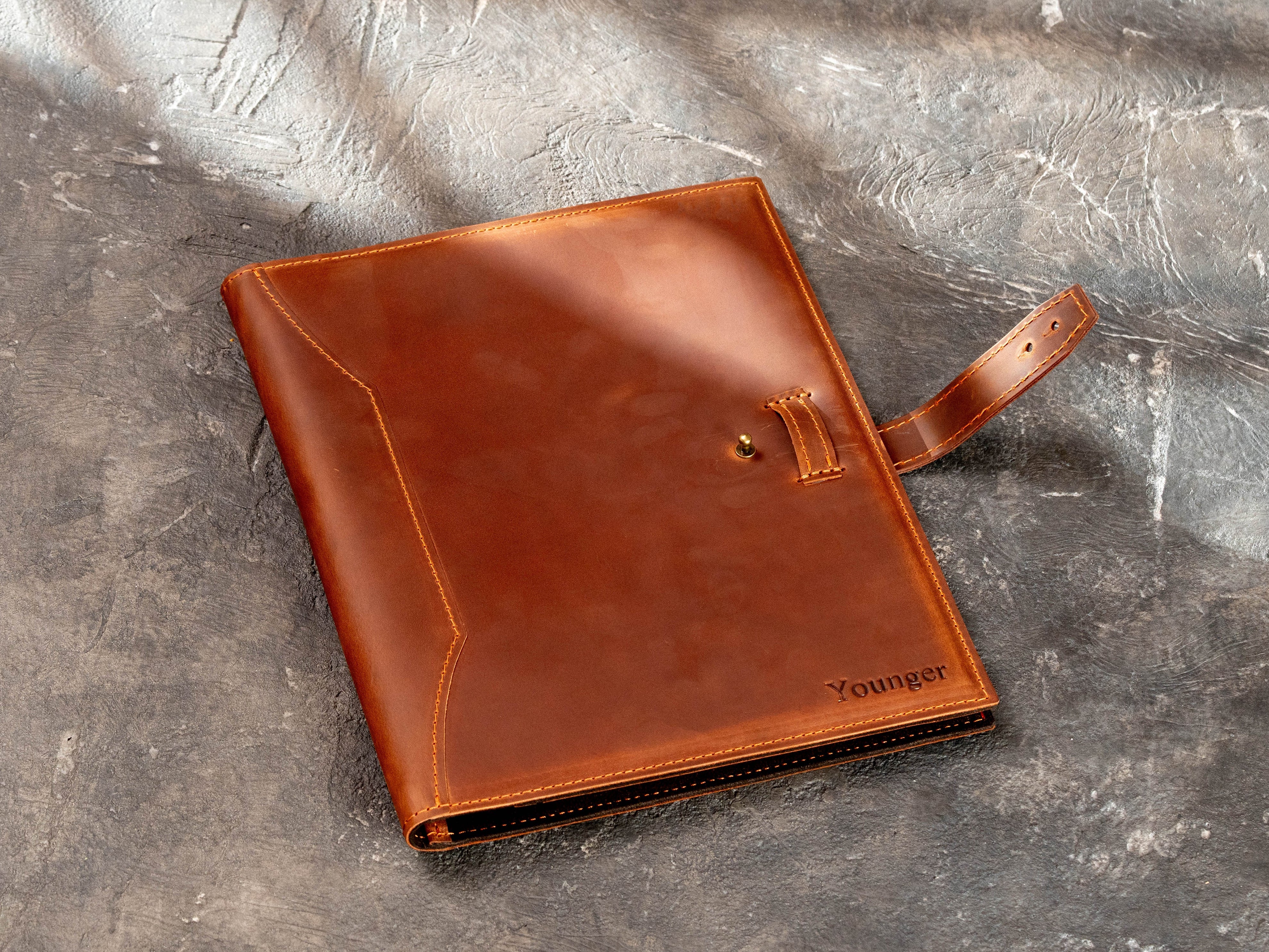 Personalized Copper Leather Legal Pad Portfolio with Name, Business Document Organizer for 8.5 × 11.75 Notepad | Mureli